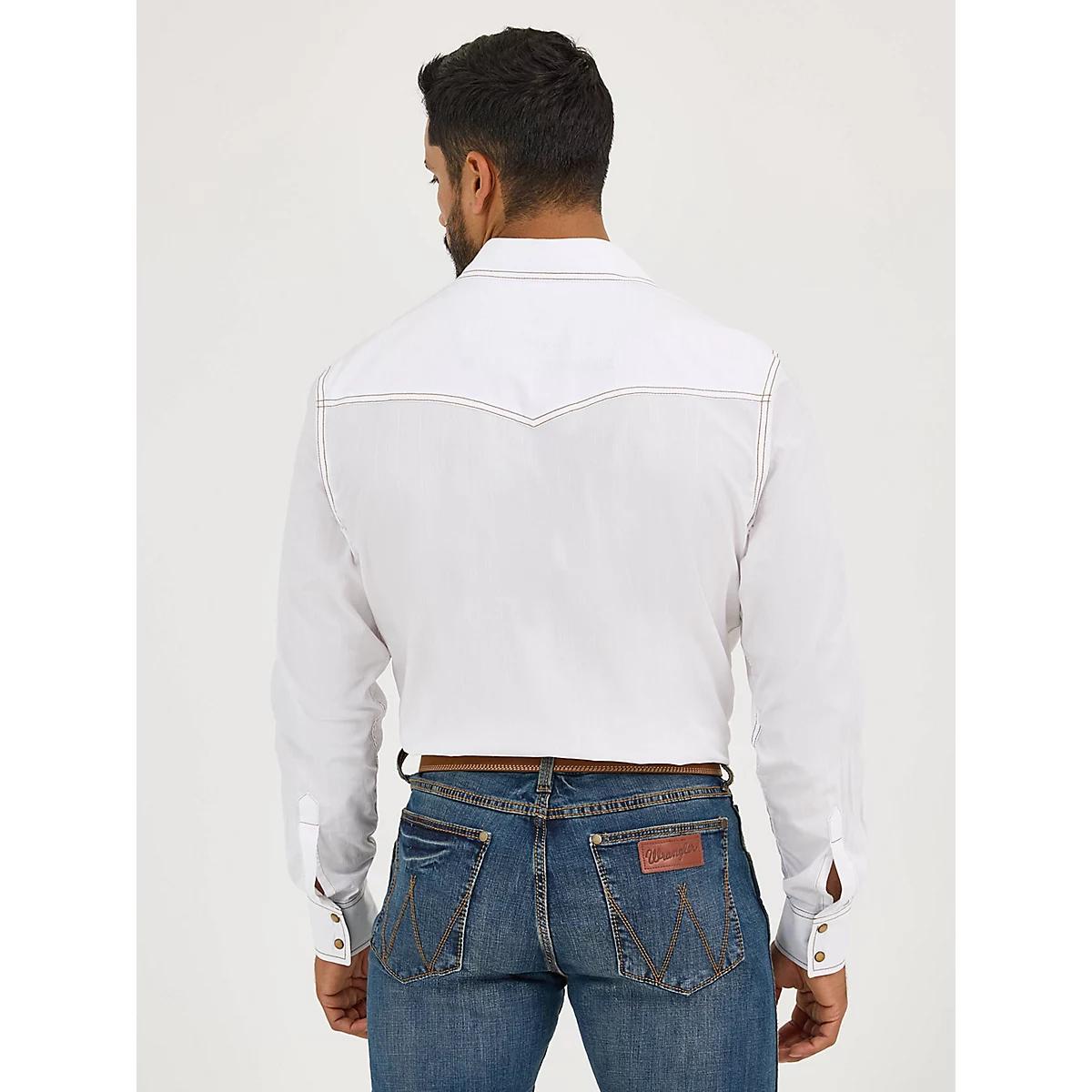 Men's Wrangler Retro® Long Sleeve Western Snap Solid Dobby Shirt Product Image