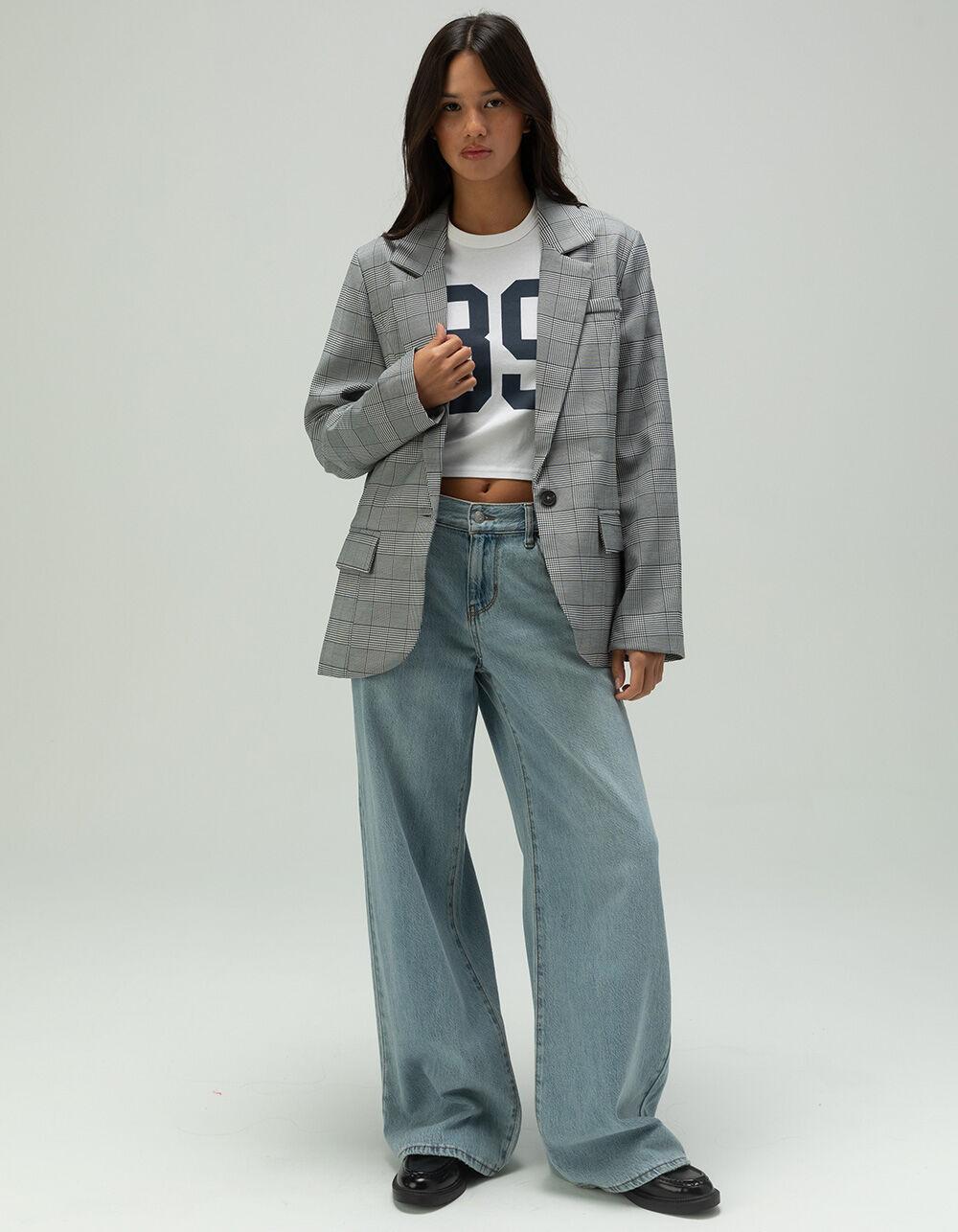 RSQ Womens Plaid Blazer - BLK/WHT Product Image