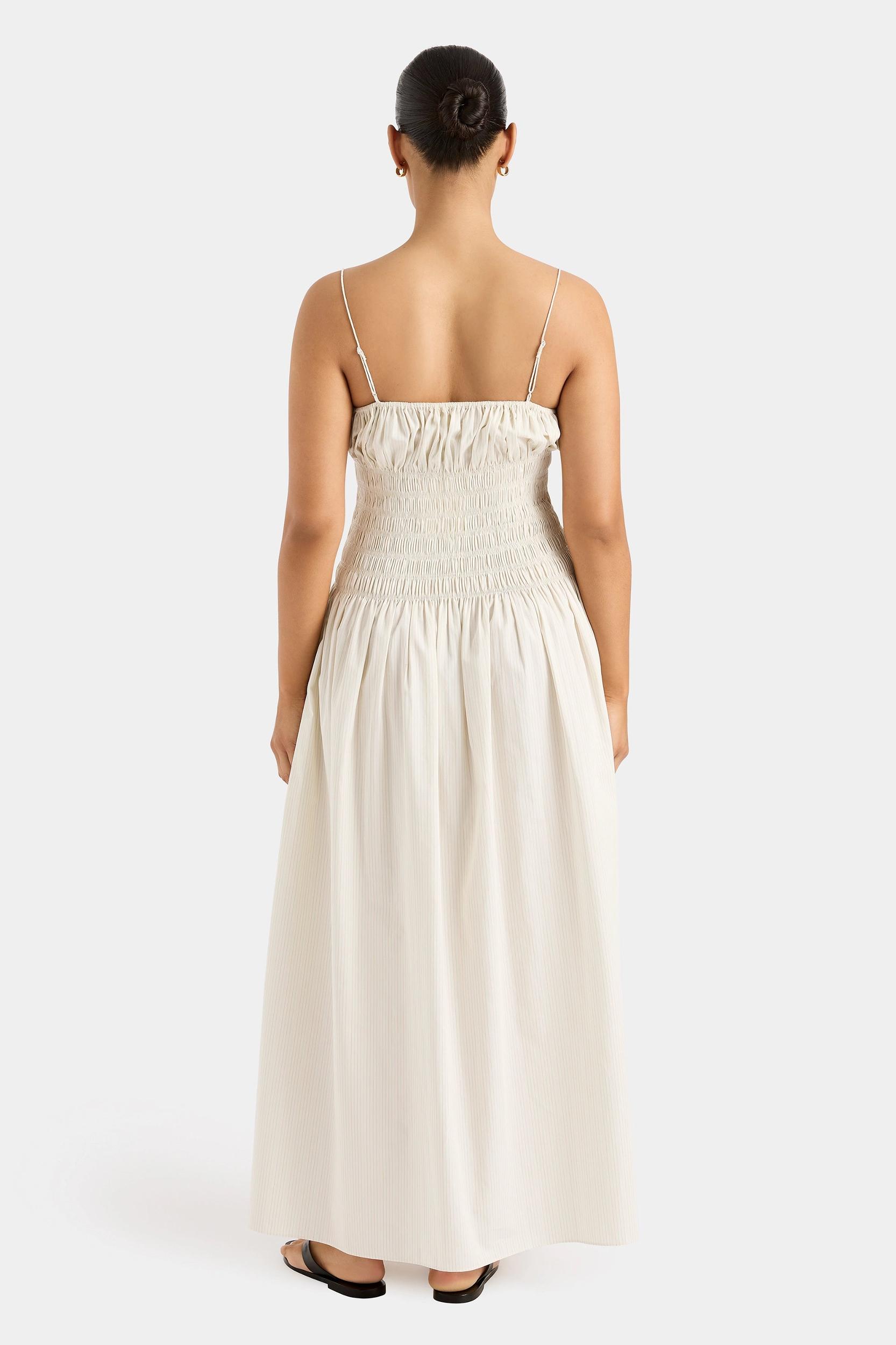 Aya String Maxi Dress Cream Pinstripe - Final Sale Product Image