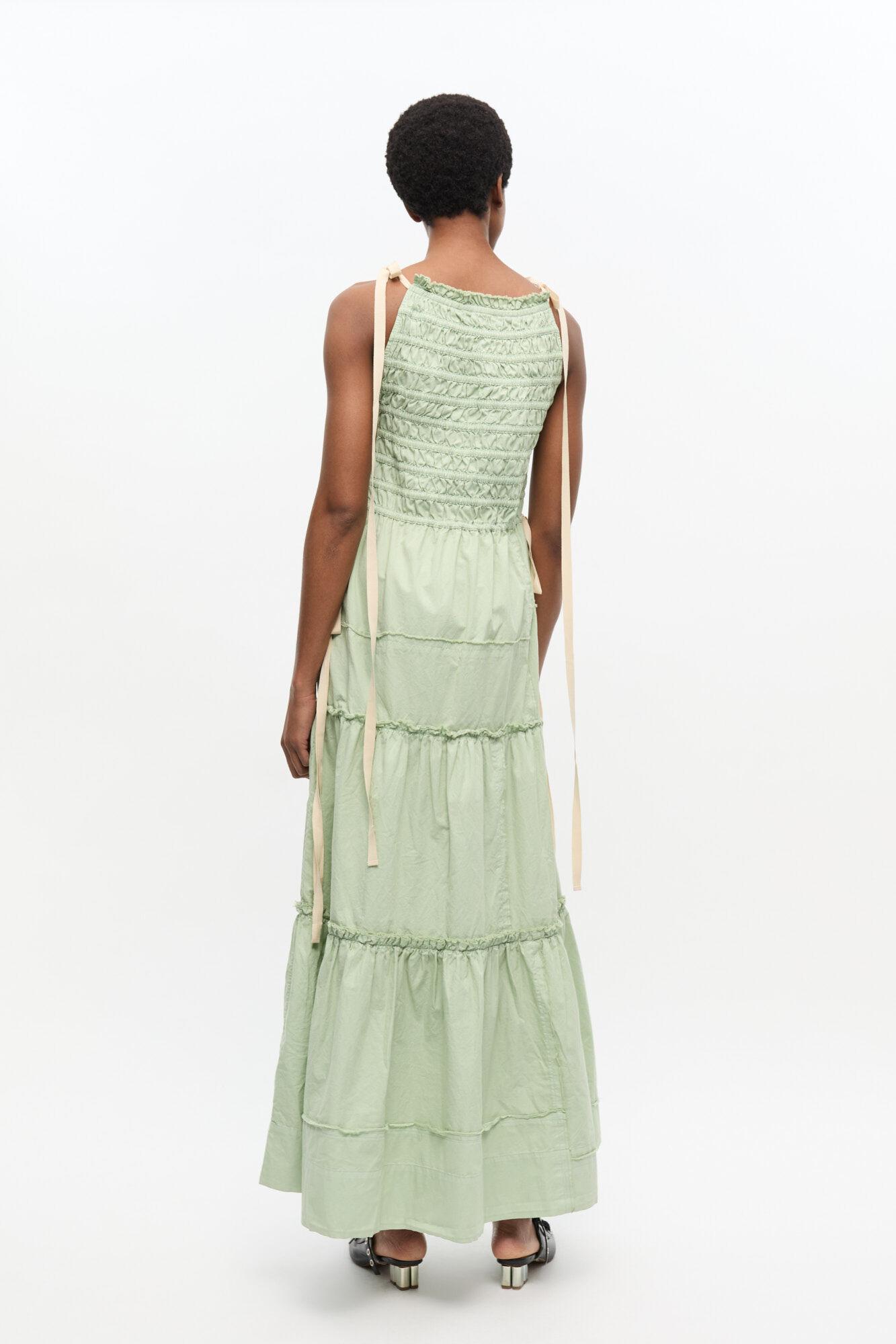 Light Green Smocked Tiered Dress Product Image