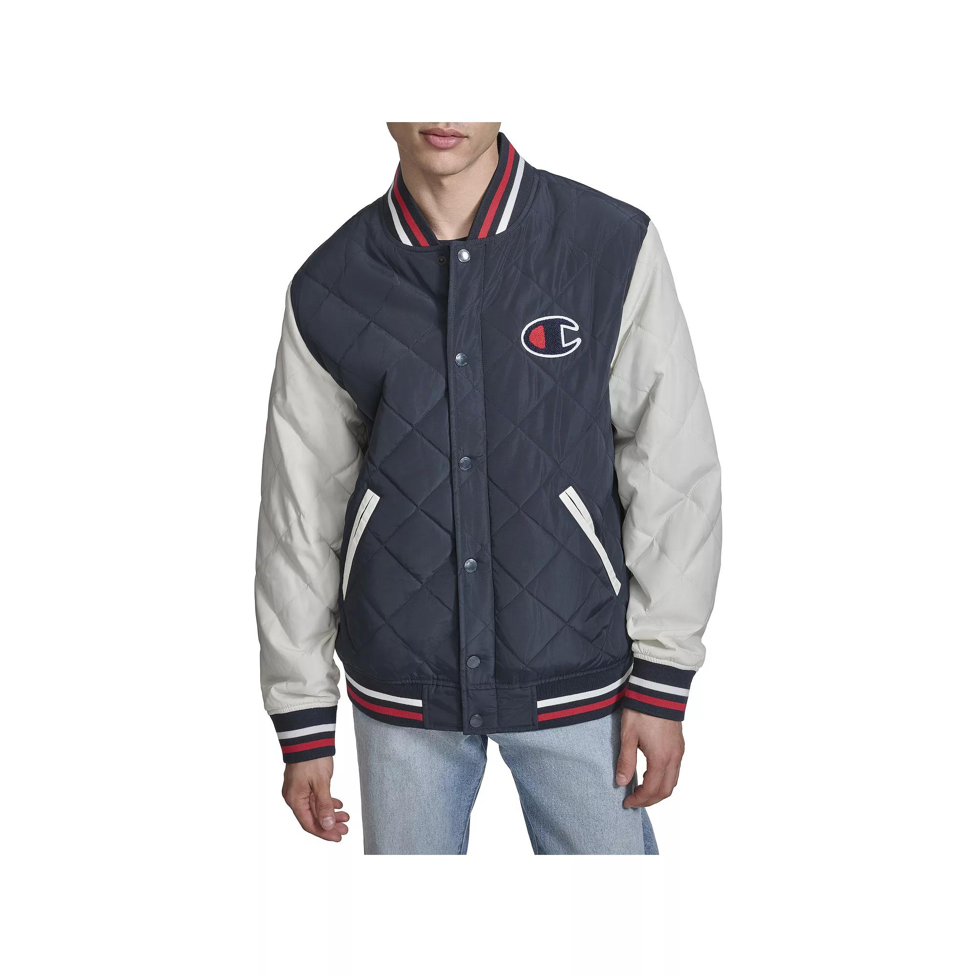Men's Champion® Retro Diamond Quilted Bomber Varsity Jacket,  Product Image