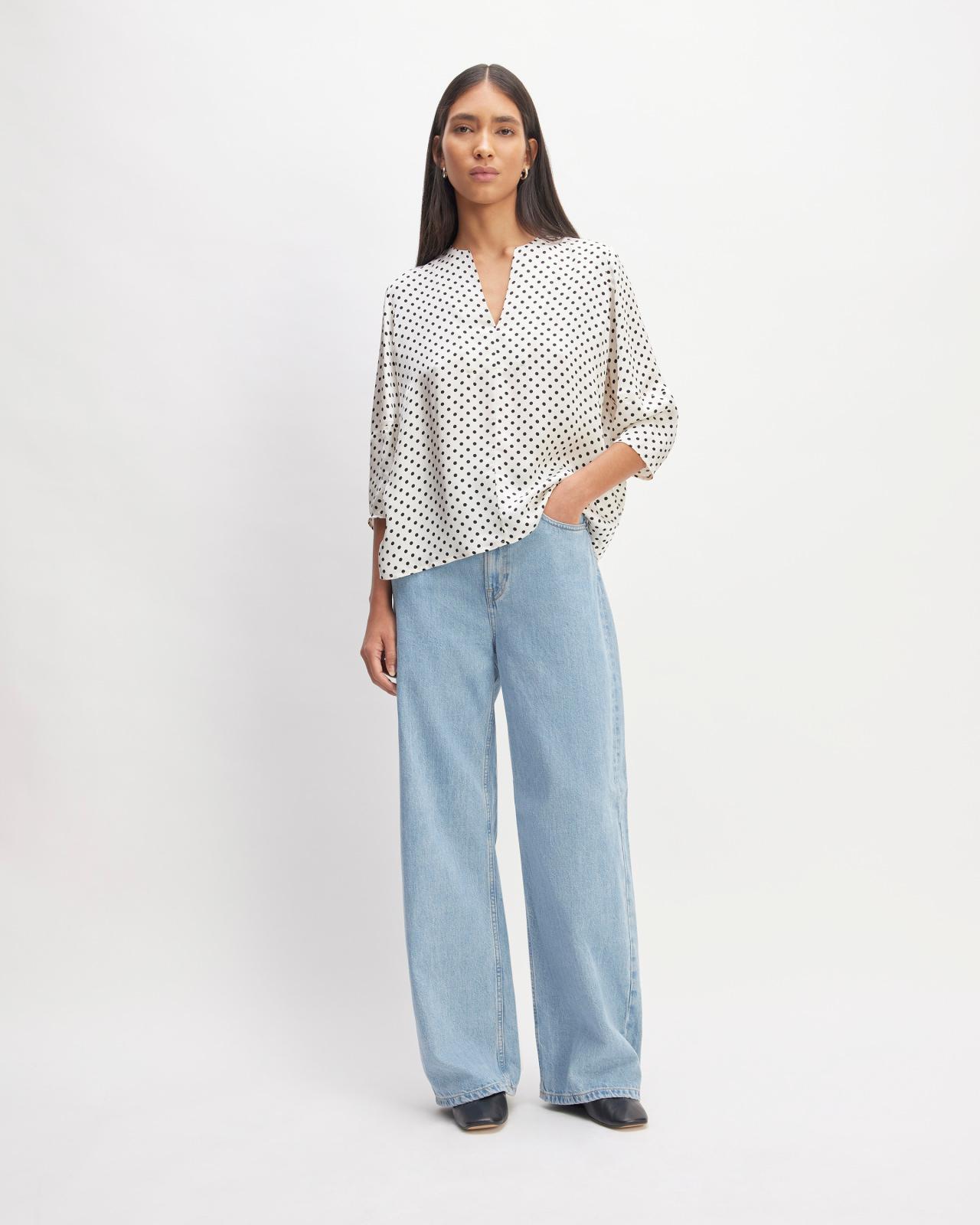 The Hammered Satin Balloon Sleeve Top Product Image