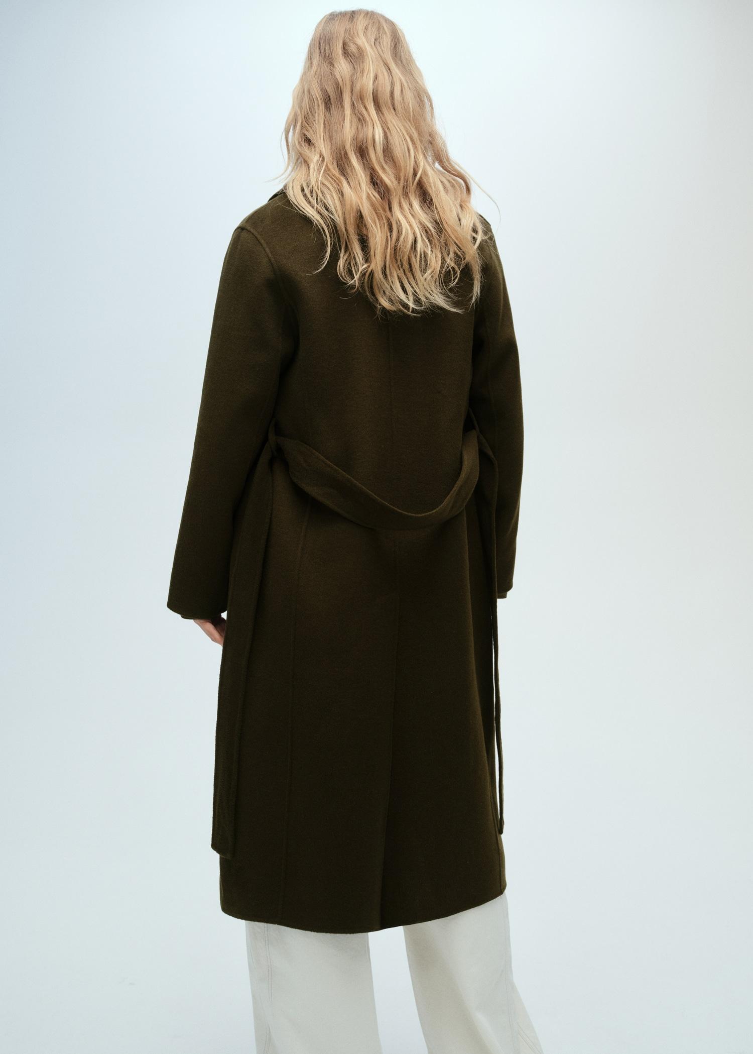 Handmade long coat with belt - Women | MANGO USA Product Image