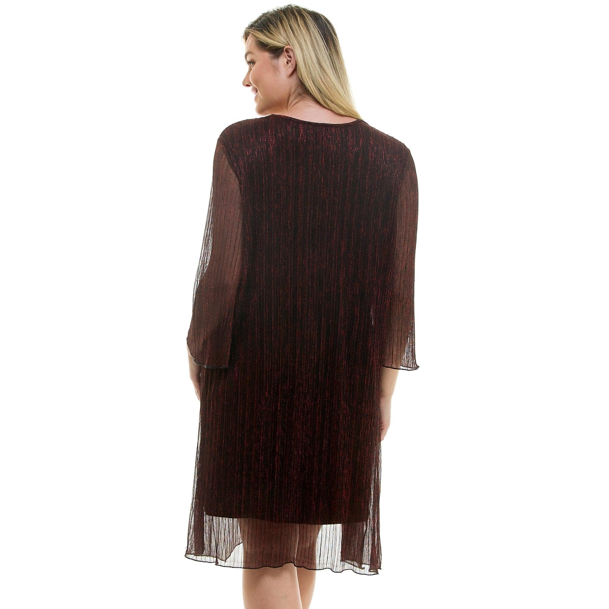 Sara Michelle 3/4 Bell Sleeve 2Fer Dress And Necklace - Plus Product Image