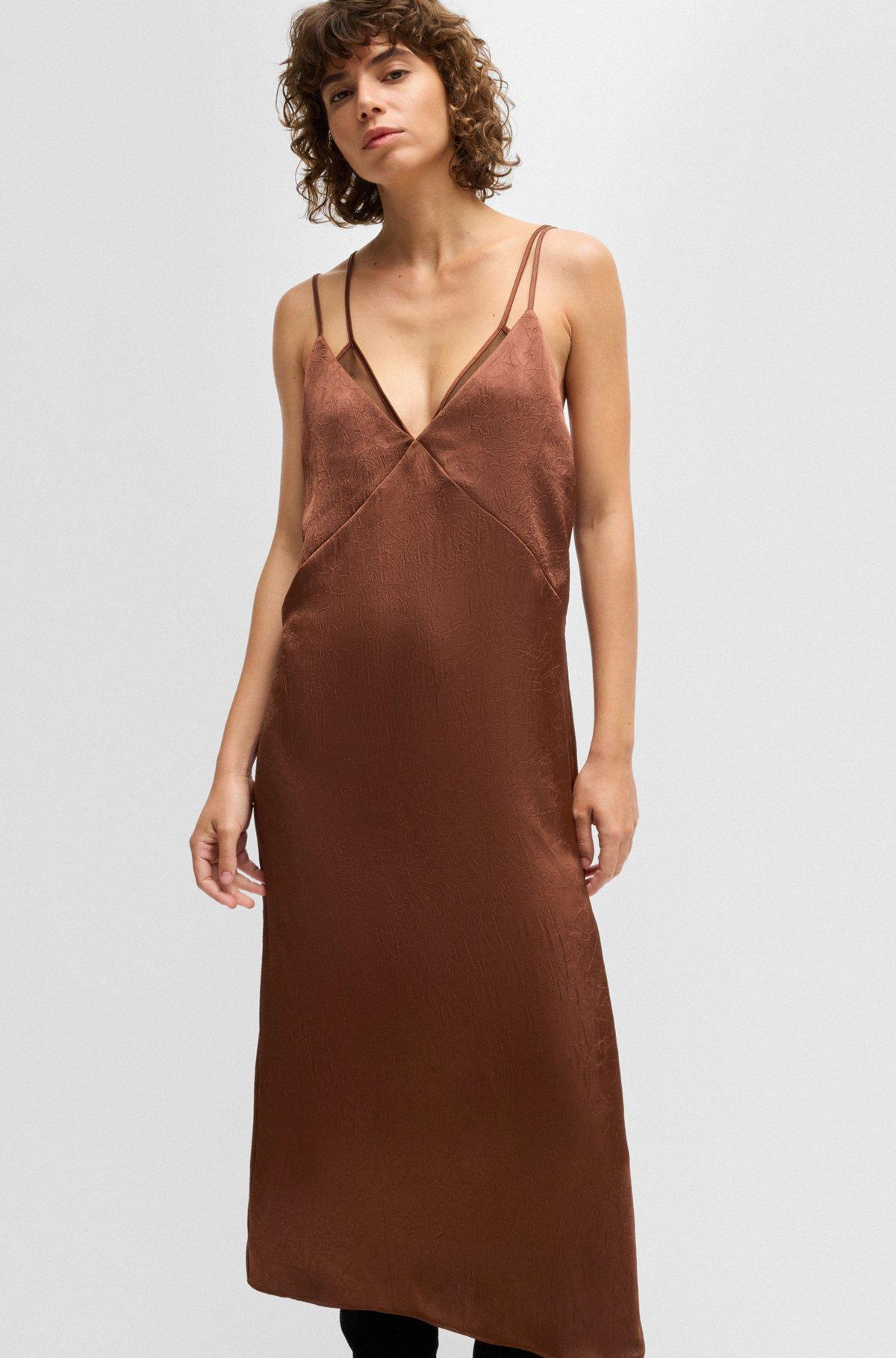 Strappy dress in crinkle satin Product Image