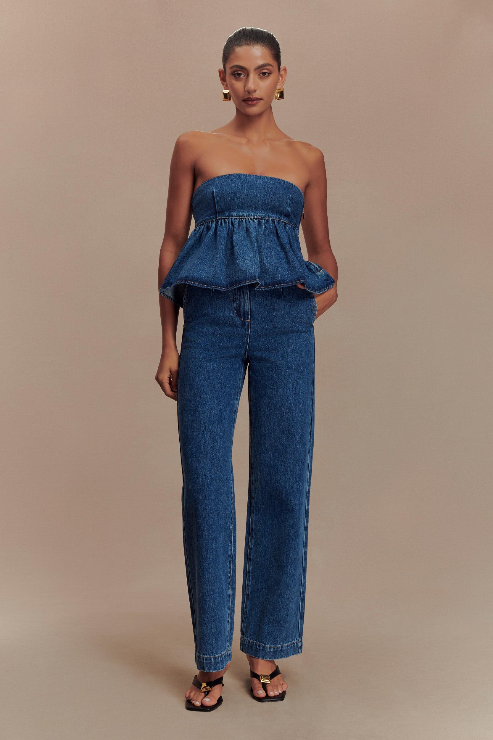 Rayne Wide Leg Denim Jeans - 90'S Blue Product Image