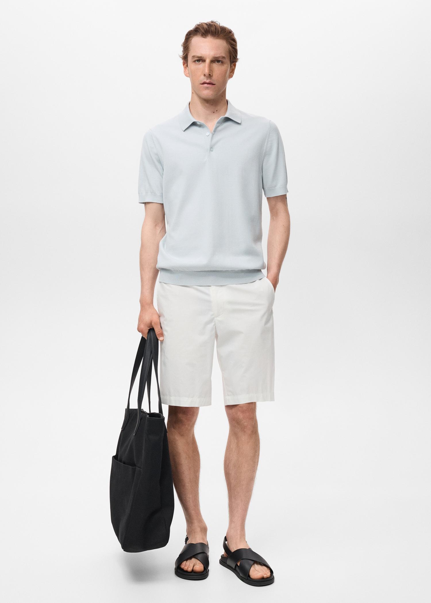 100% cotton fine-knit polo shirt - Men | MANGO USA Product Image