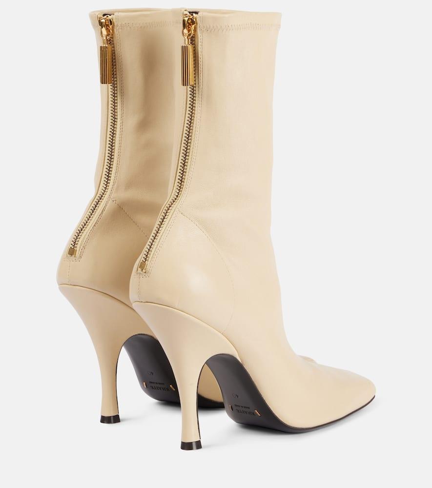 KHAITE 100mm Eva Leather Mid Calf Boots In Neutral Product Image
