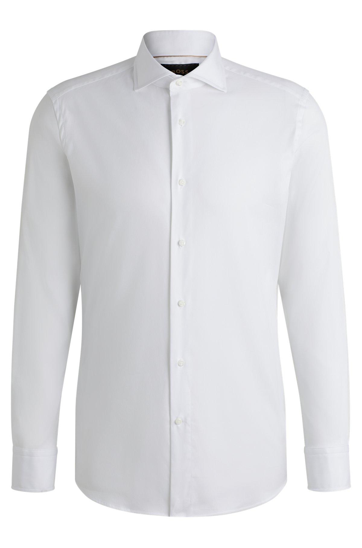 BOSS - Slim-fit shirt in Italian-made performance-stretch fabric - White Product Image