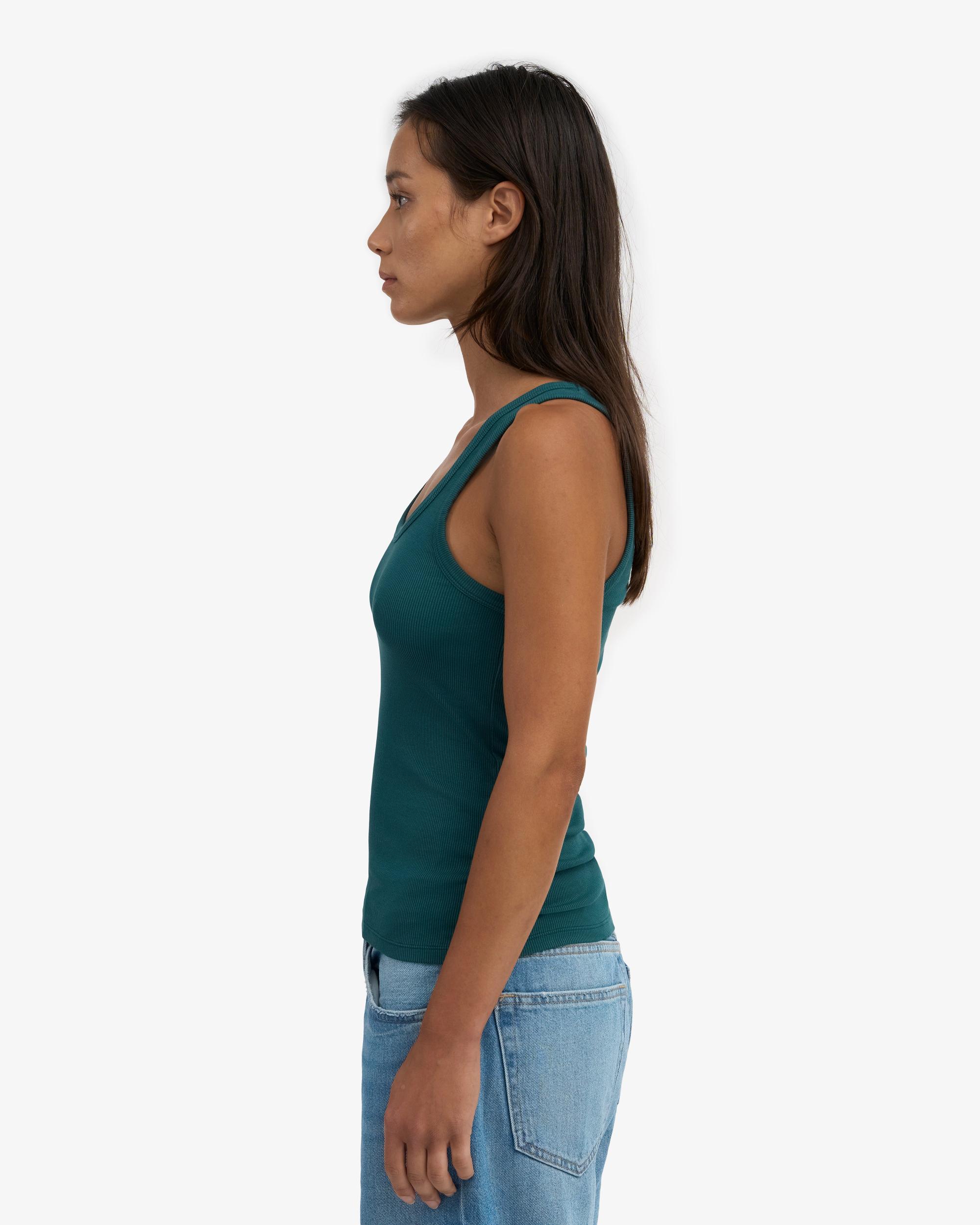 Women Organic Rib Tank Top - Coffee Brown Product Image