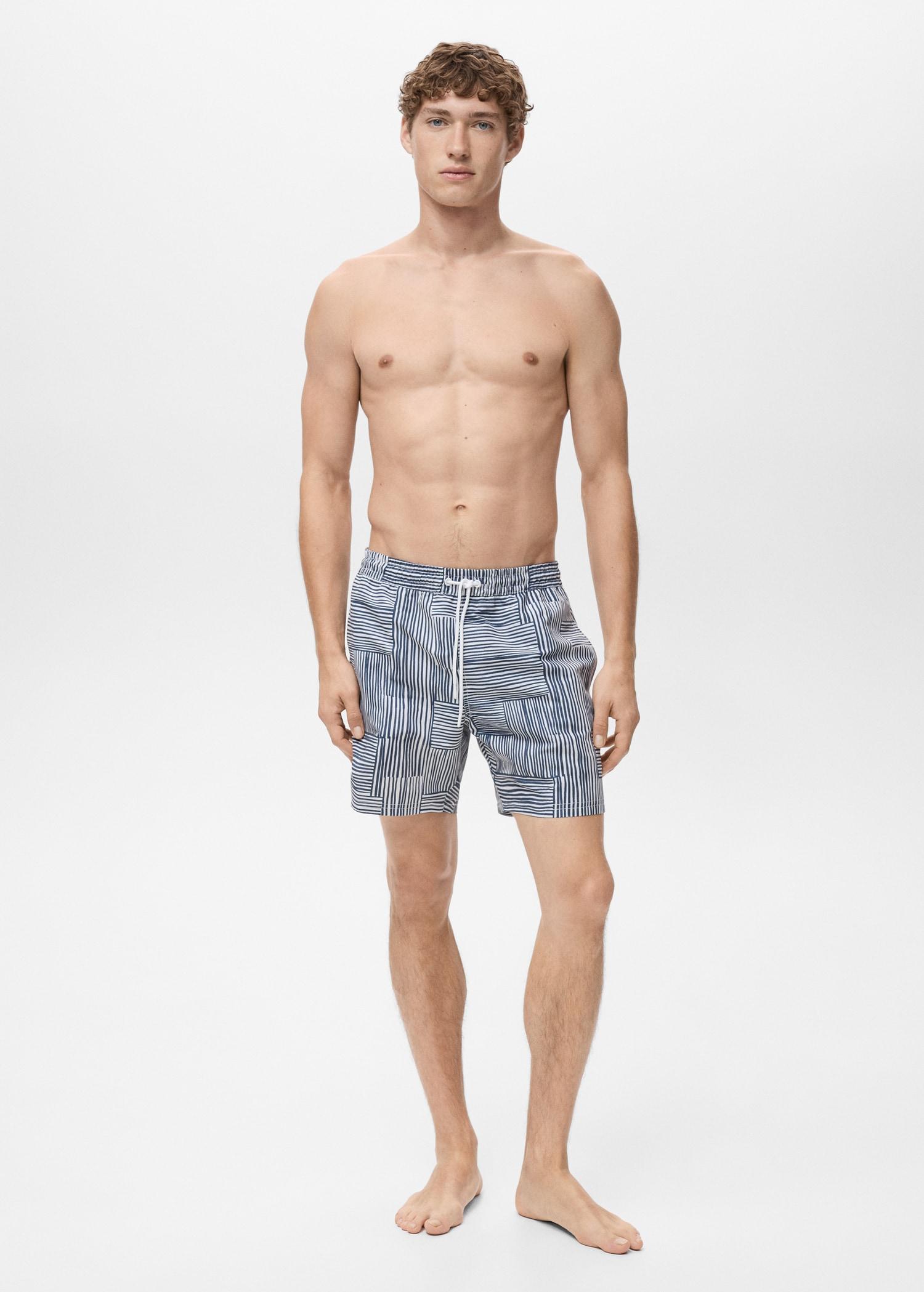 Multi-striped swimsuit - Men | MANGO USA Product Image