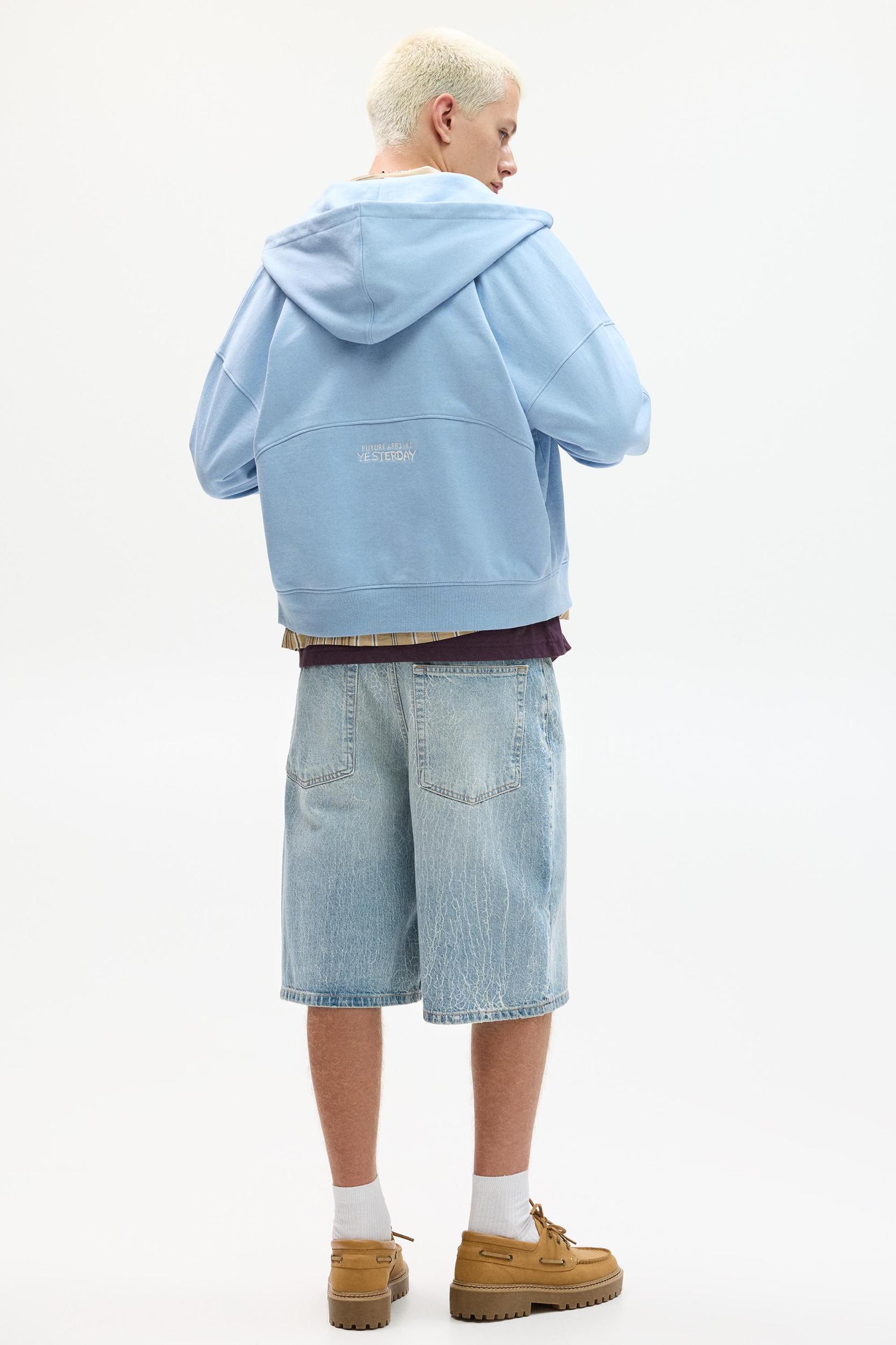 Faded denim skater Bermuda shorts Product Image