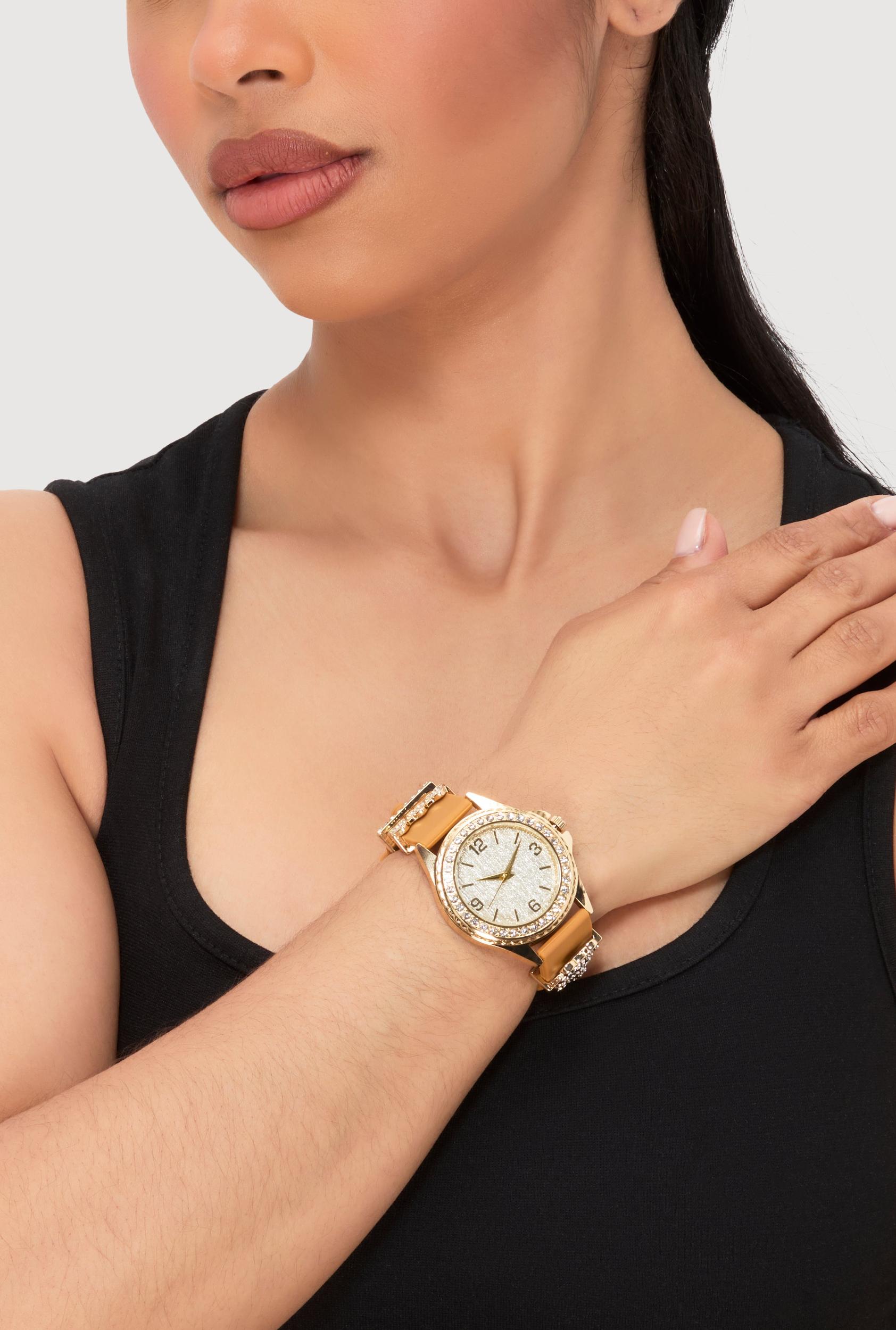 Heart Bear Rhinestone Detail Analog Watch Unisex Product Image