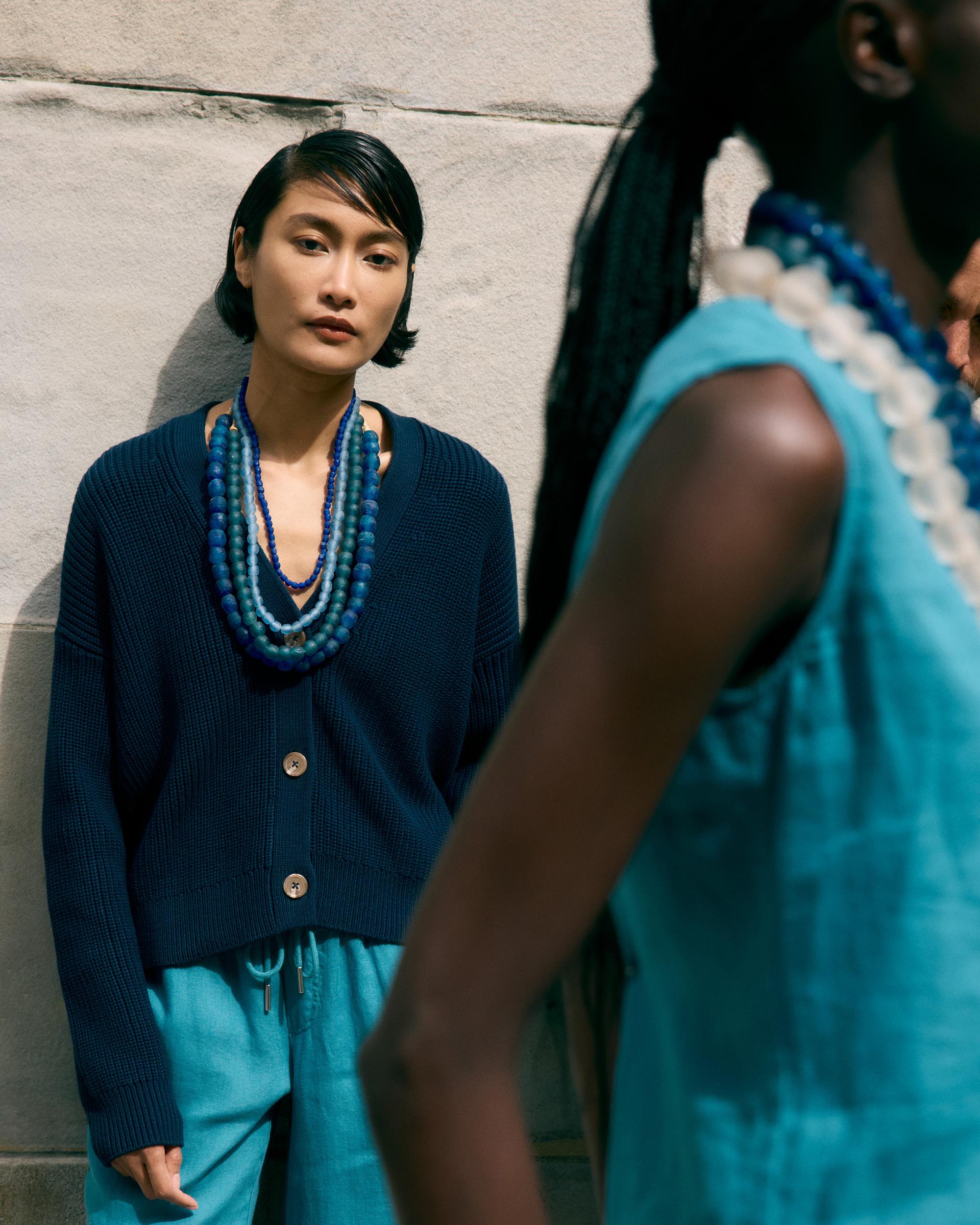 Quince | Women's Fisherman Boxy Cropped Cardigan Sweater Organic Cotton Product Image