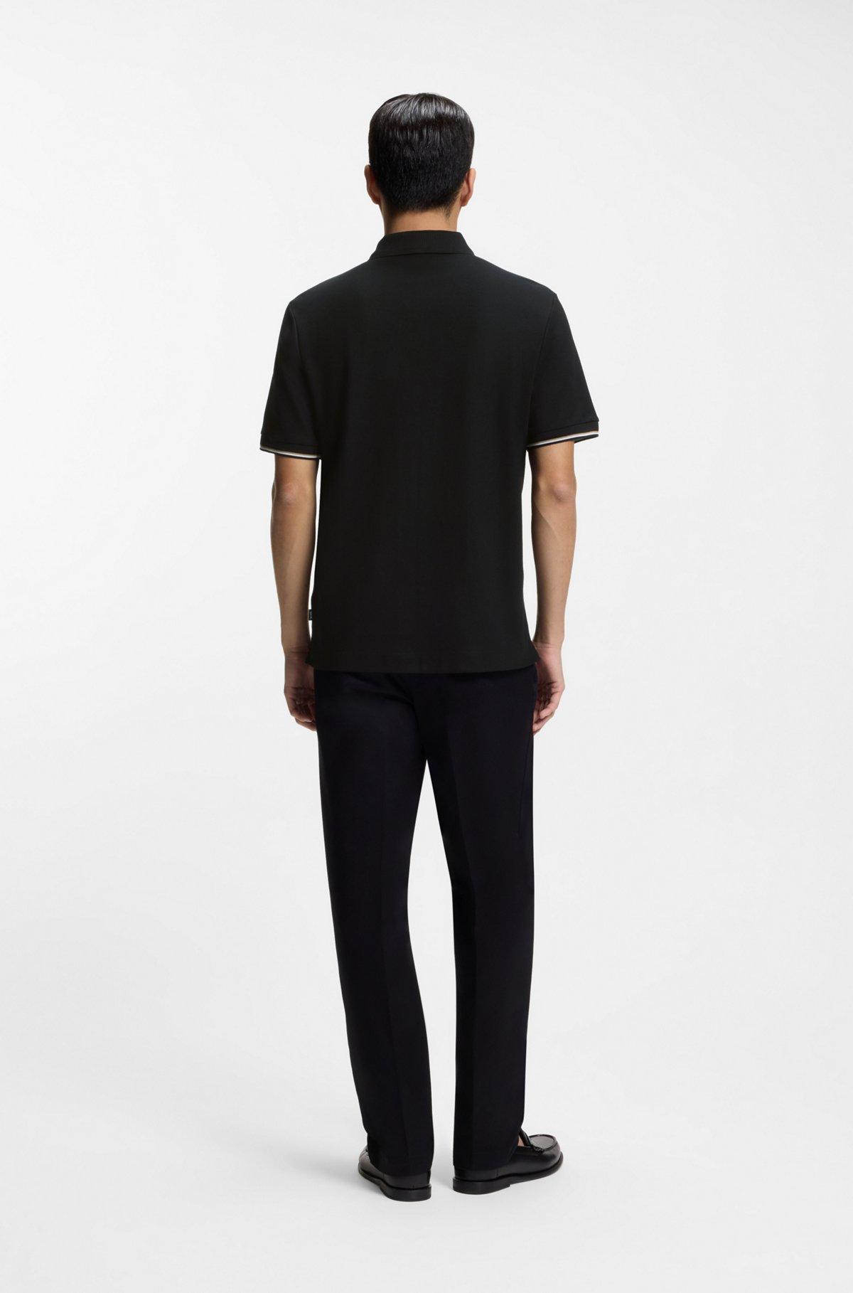 Cotton-piqué polo shirt with zip neck Product Image