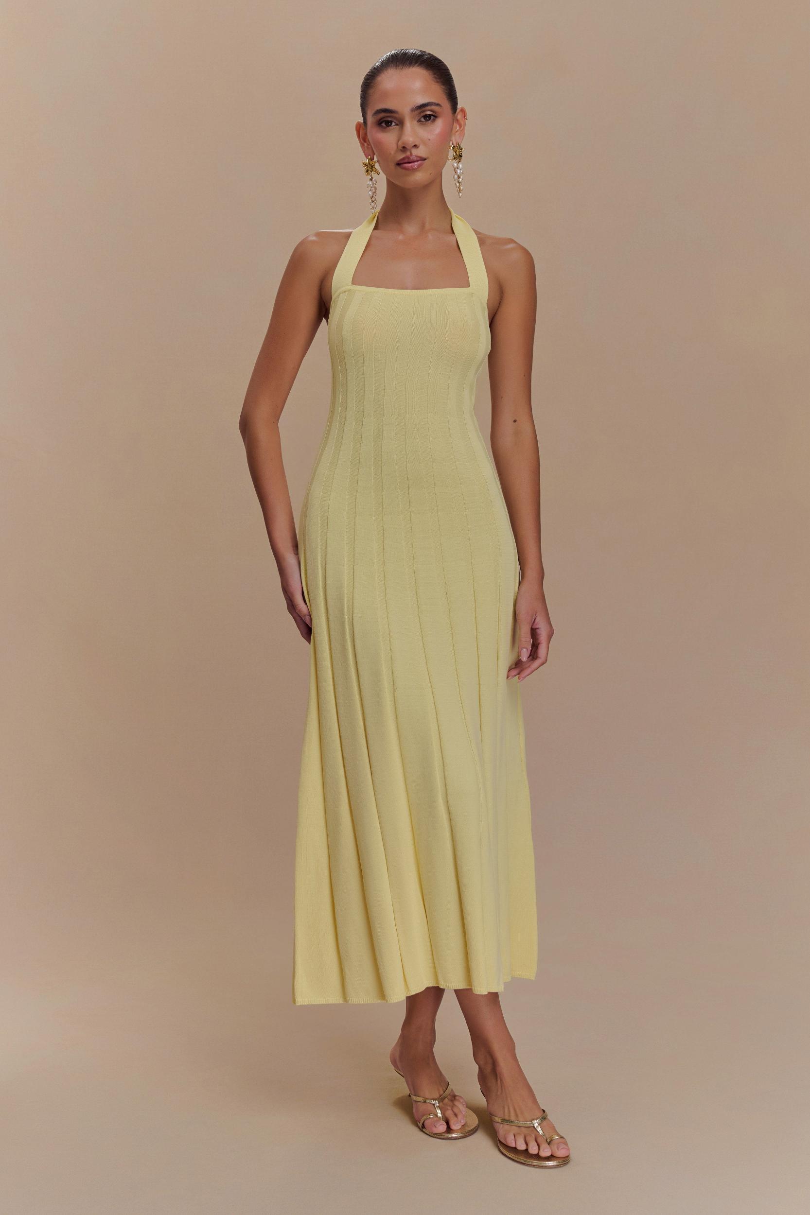 Jacqui Halter Knit Midi Dress - Lemon Product Image