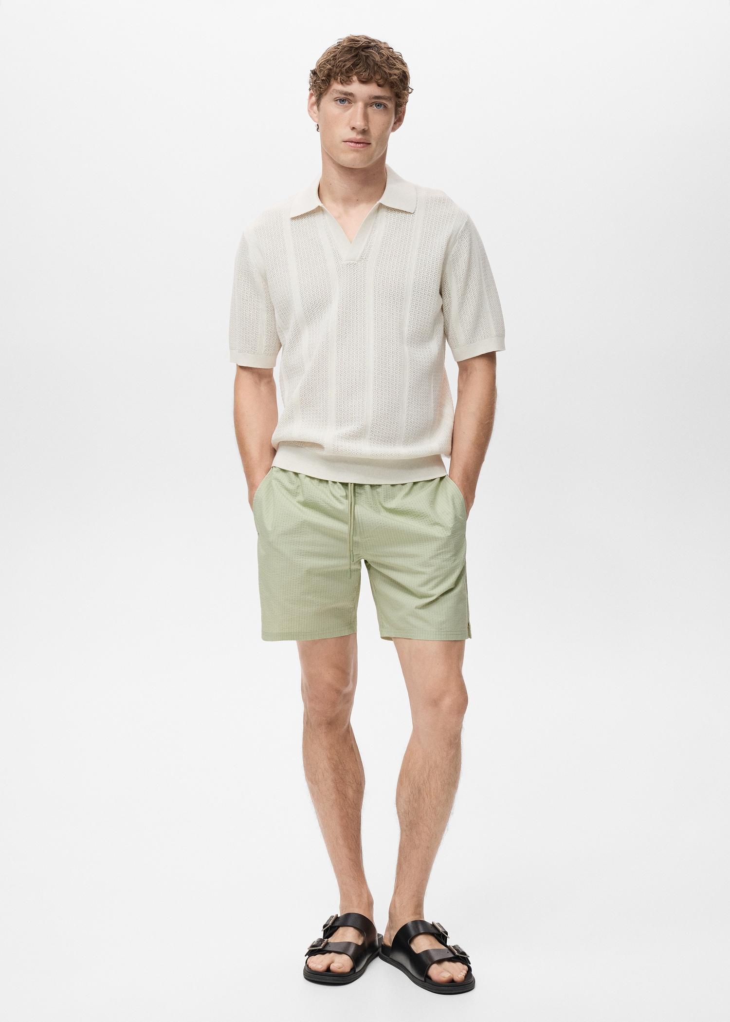 Seersucker swimming trunks - Men | MANGO USA Product Image