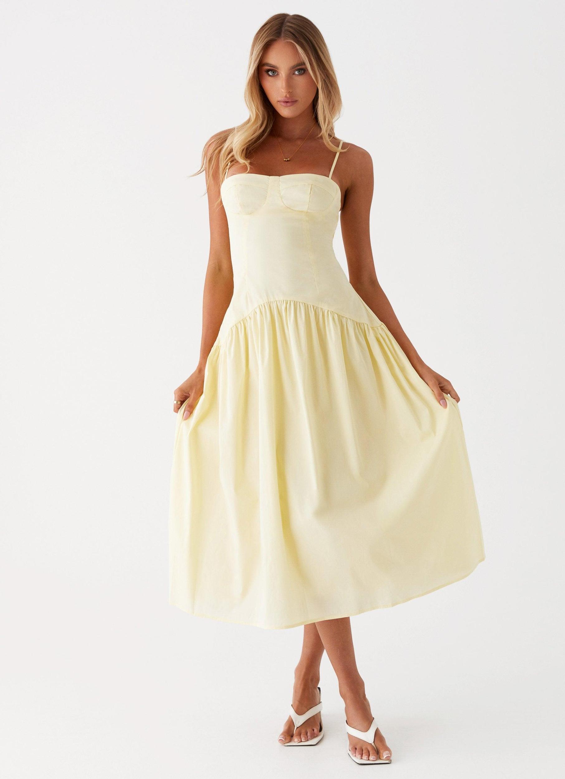 Yvette Corset Midi Dress - Yellow Product Image