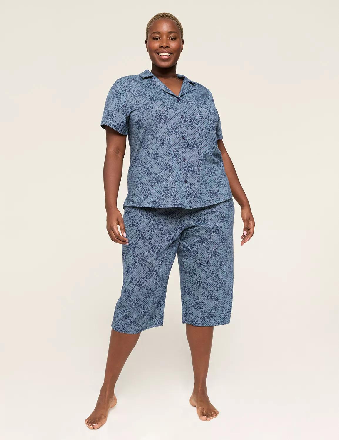 Comfy Cotton Notch-Neck Top & Crop Pant PJ Set Product Image