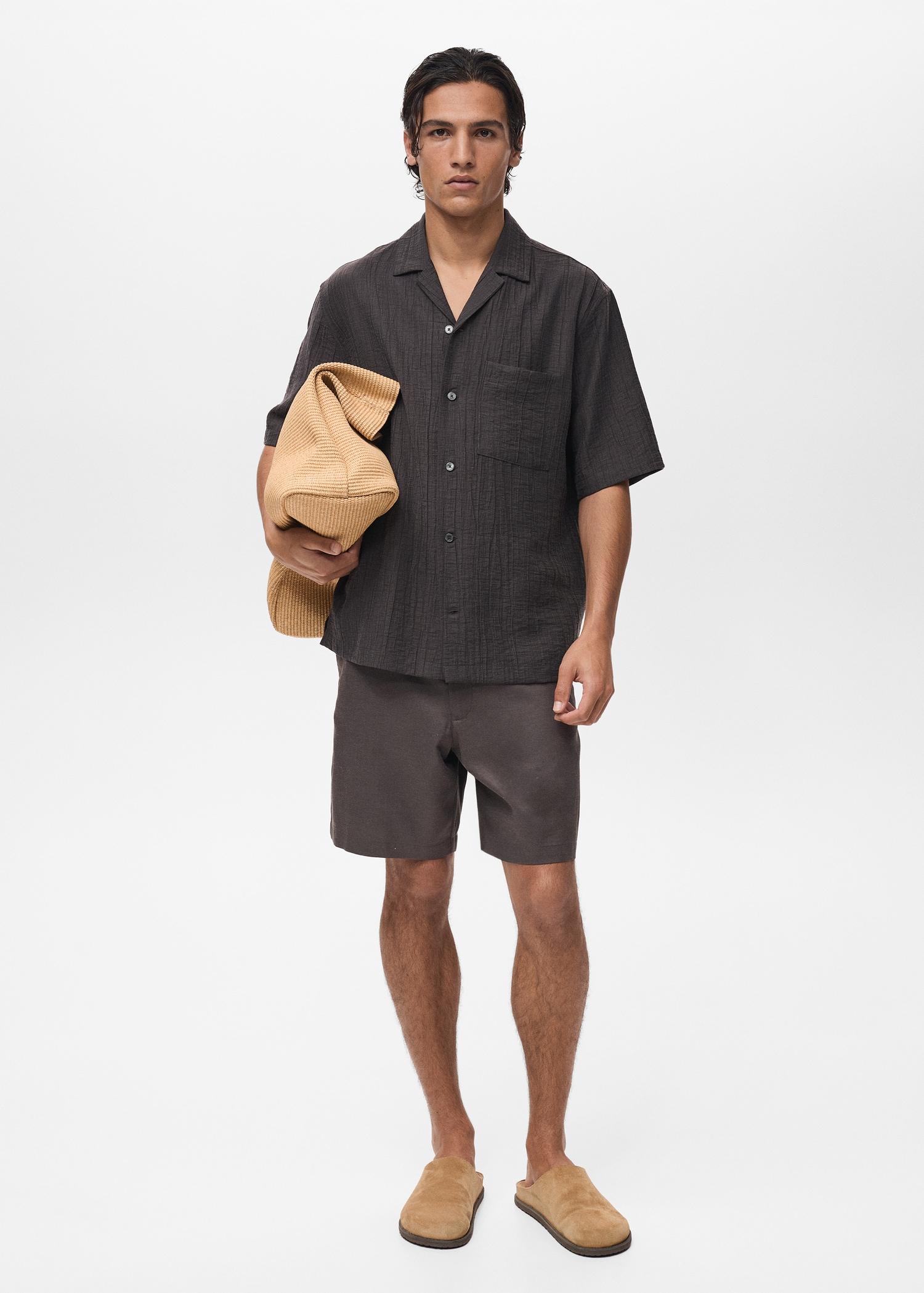 Creased-effect shirt - Men | MANGO USA Product Image