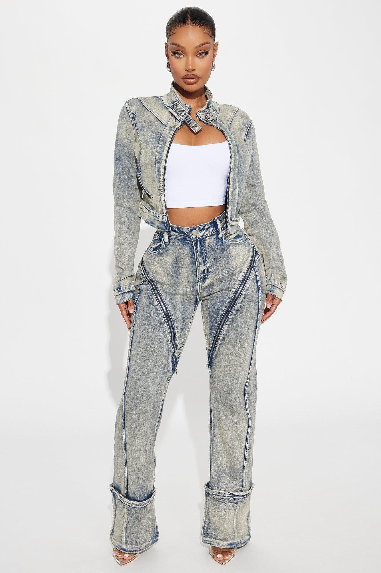 Locking In Stretch Straight Leg Jeans - Vintage Wash Product Image