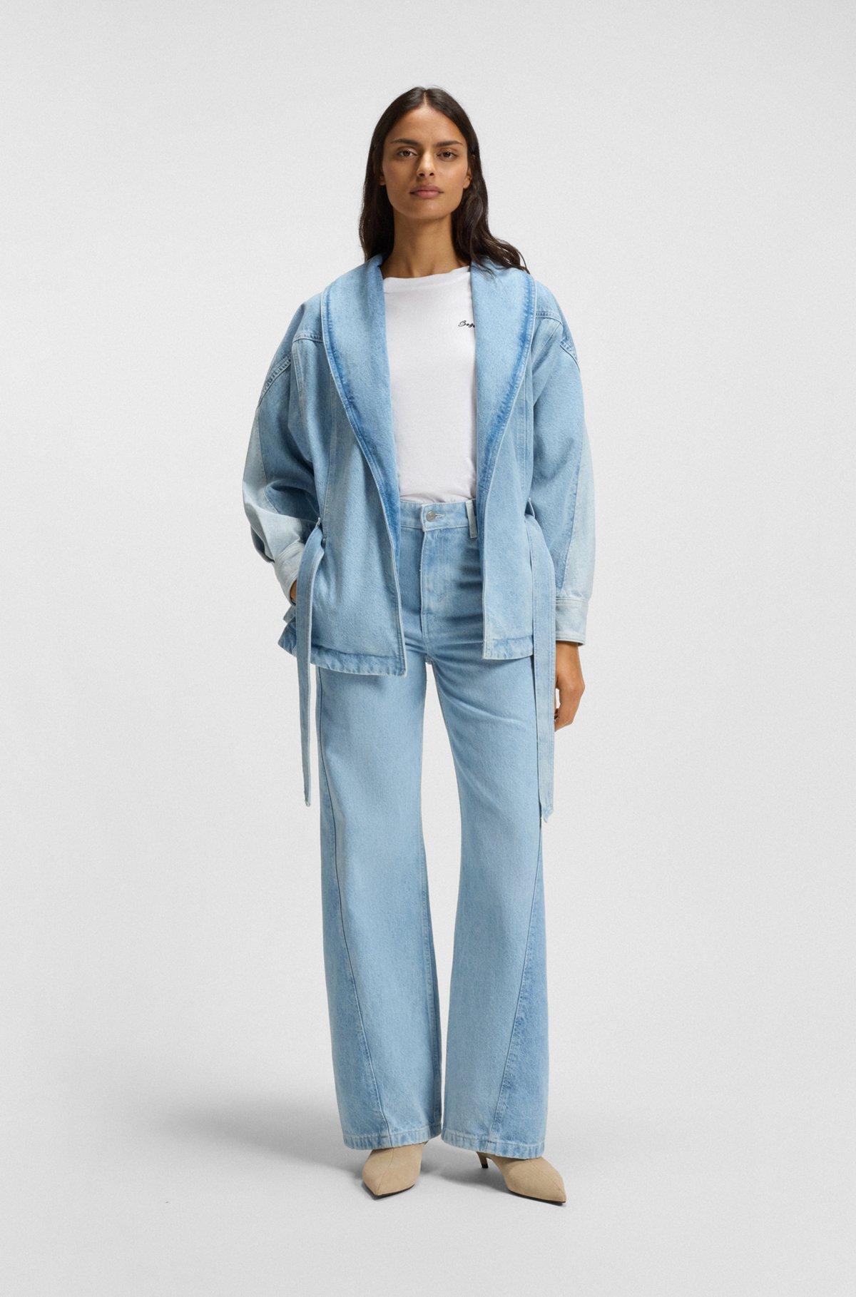 BOSS - Cotton jersey T-shirt with handwritten-logo print - White Product Image