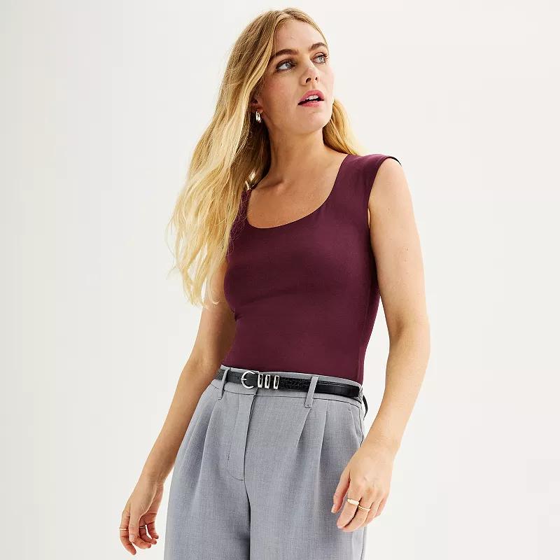 Women's Nine West Sculpt Square Neck Cap Sleeve Bodysuit,  Product Image