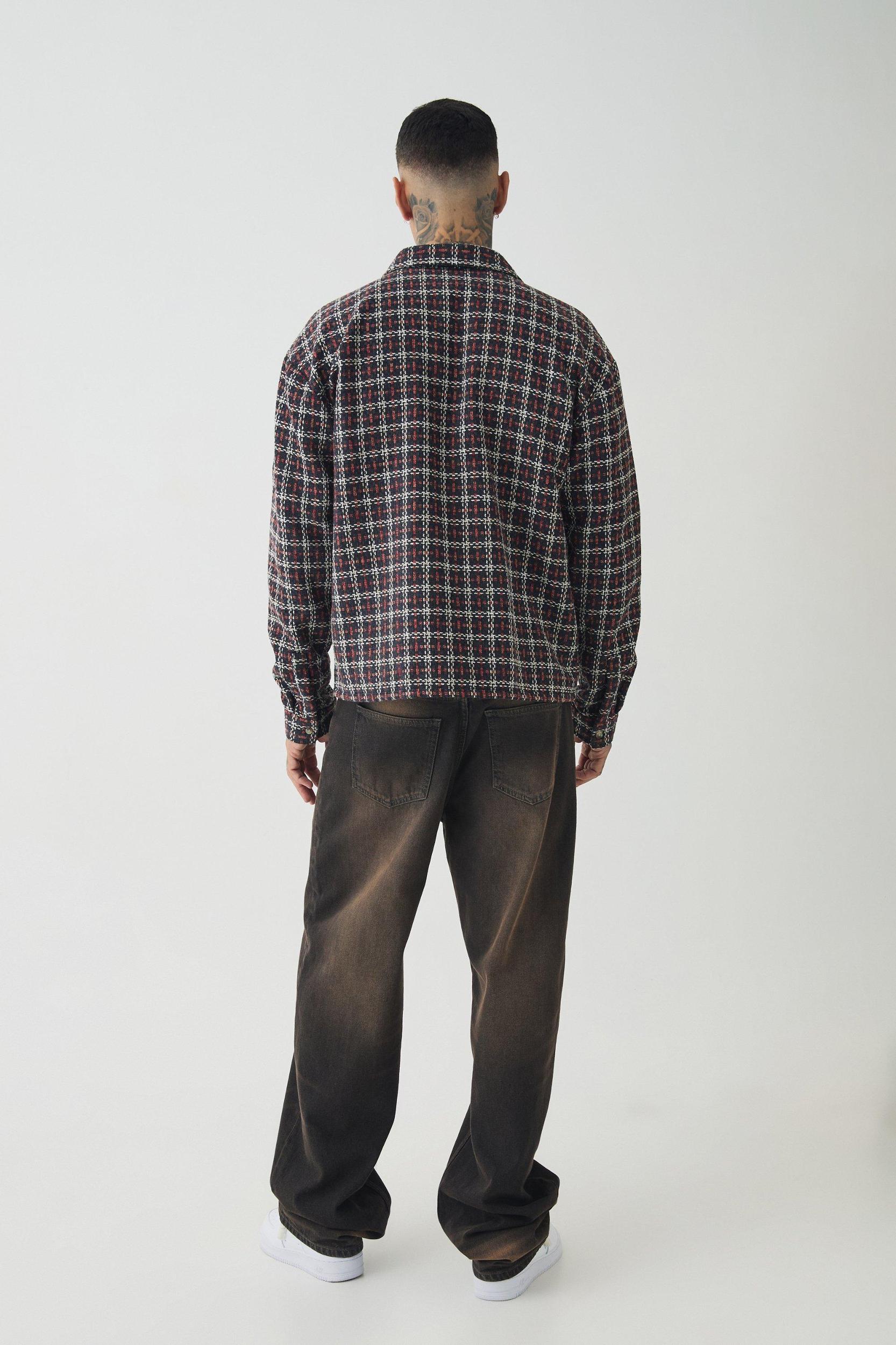 Tall Heavy Weight Boucle Shirt Jacket | boohooMAN USA Product Image