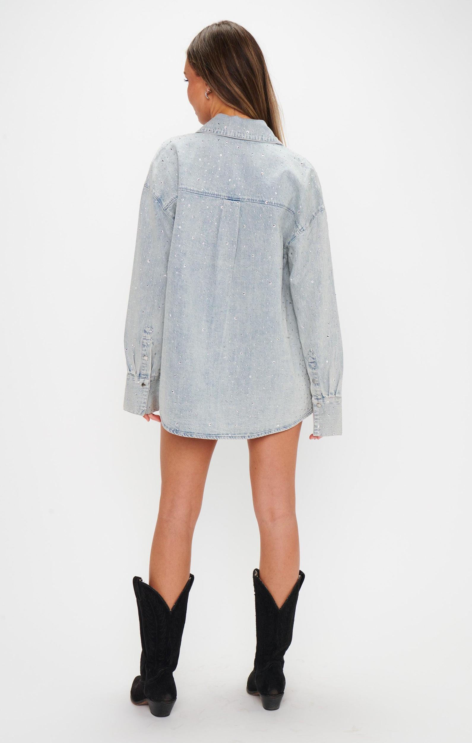 Lincoln Shirt Jacket ~ Embellished Light Indigo Product Image