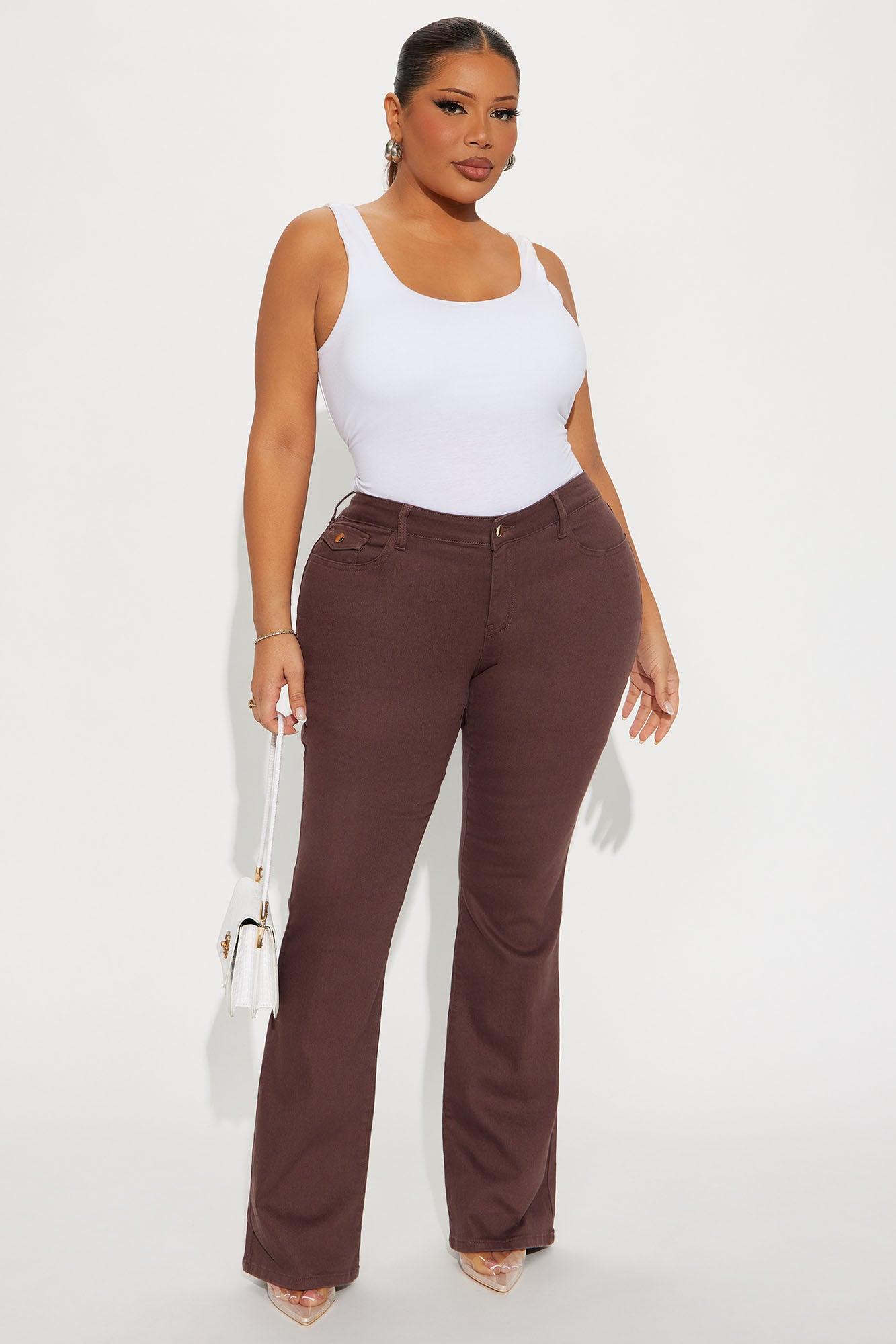 Sweet Spot Pocket Flap Flare Jeans - Brown Female Product Image