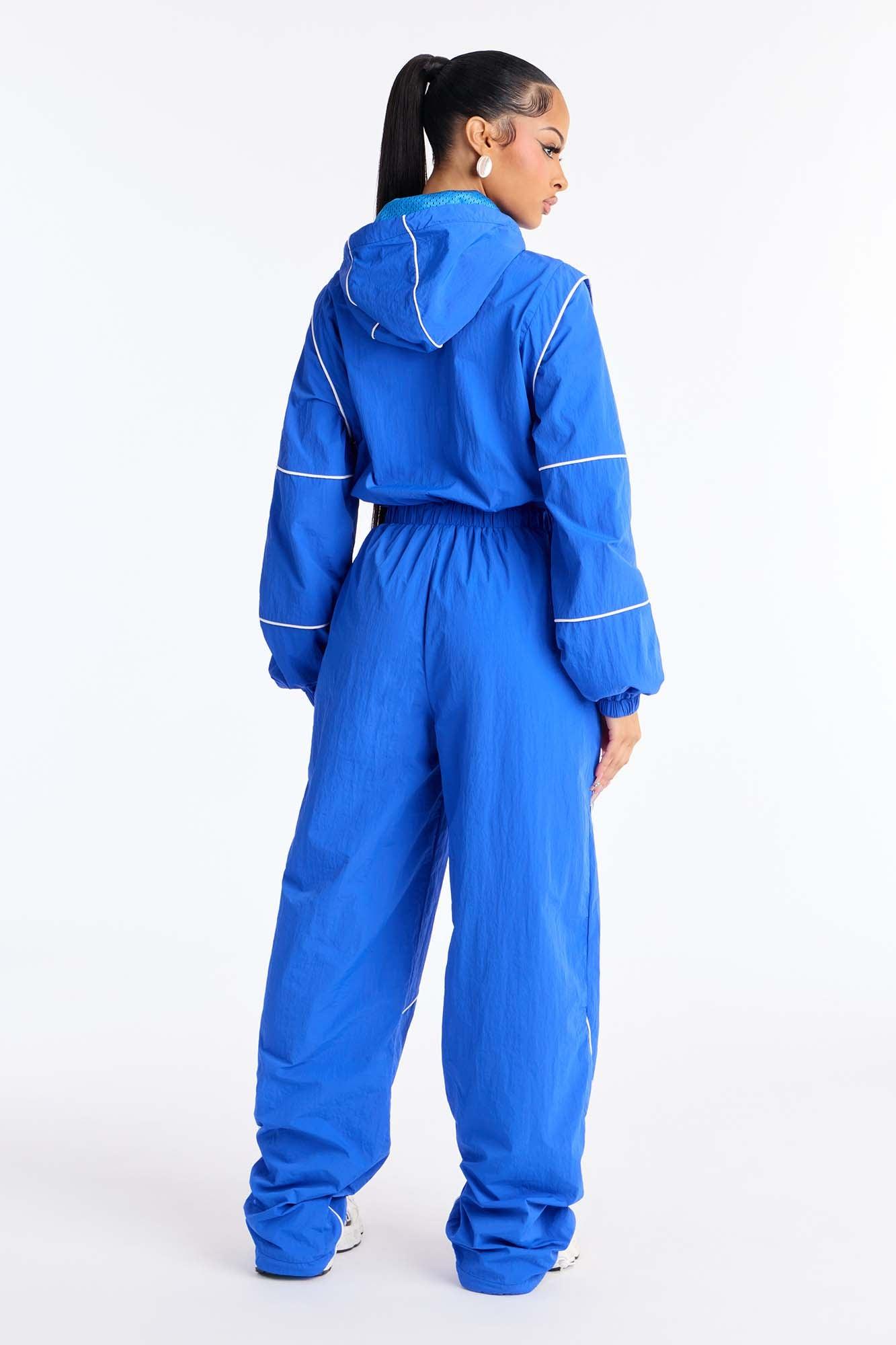 Chelsea Hooded Windbreaker Jumpsuit - Blue Female Product Image