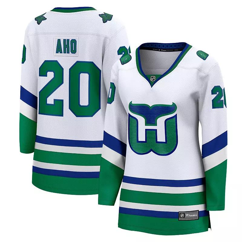 Women's Fanatics Branded Sebastian Aho White Carolina Hurricanes Whalers Premier Breakaway Jersey,  Product Image