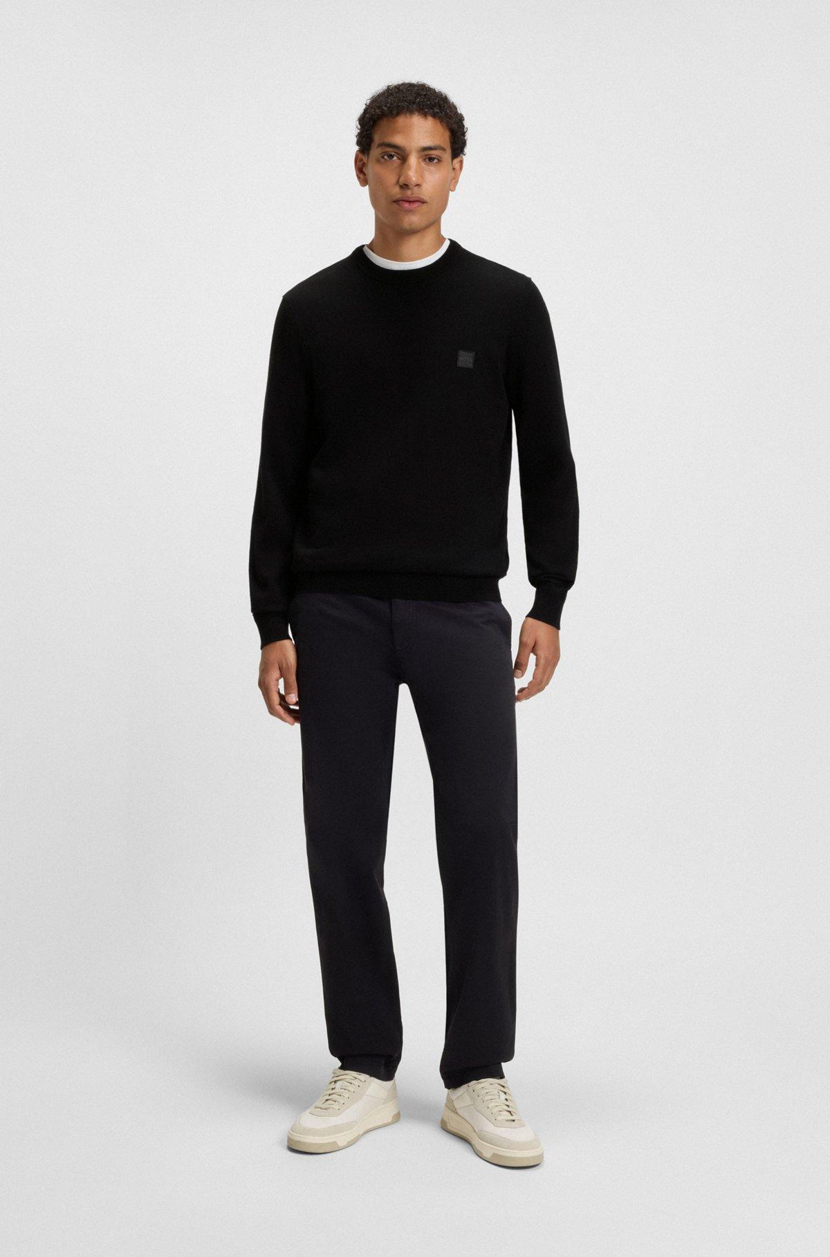 Cotton-cashmere regular-fit sweater with logo patch Product Image