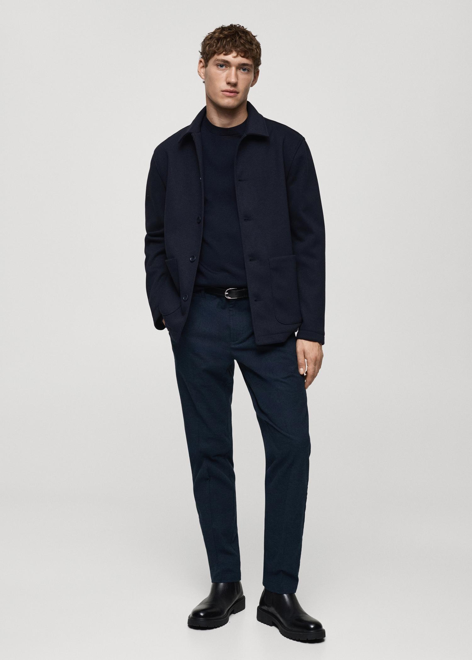 Micro-houndstooth flannel pants - Men | MANGO USA Product Image