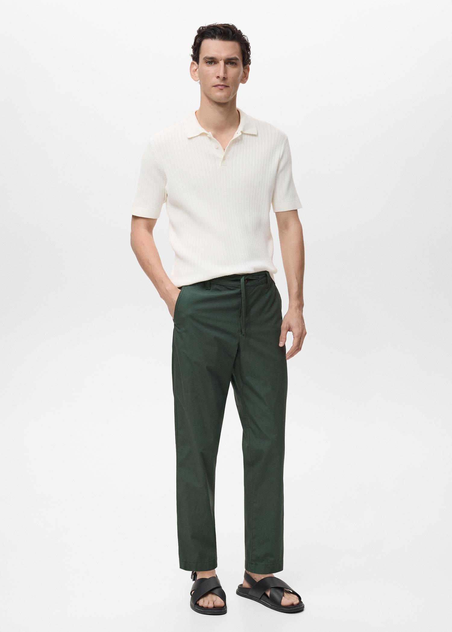 Poplin cotton pants - Men | MANGO USA Product Image