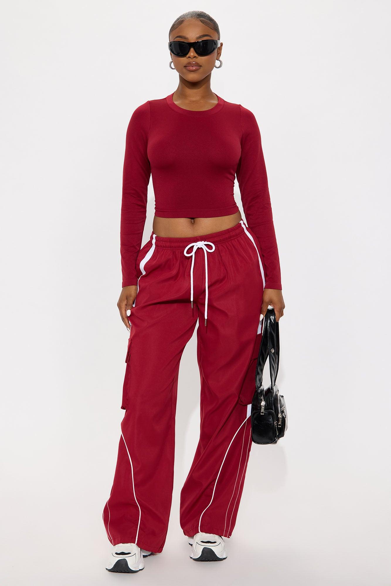 Bria Crew Neck Basic Top - Burgundy Female Product Image
