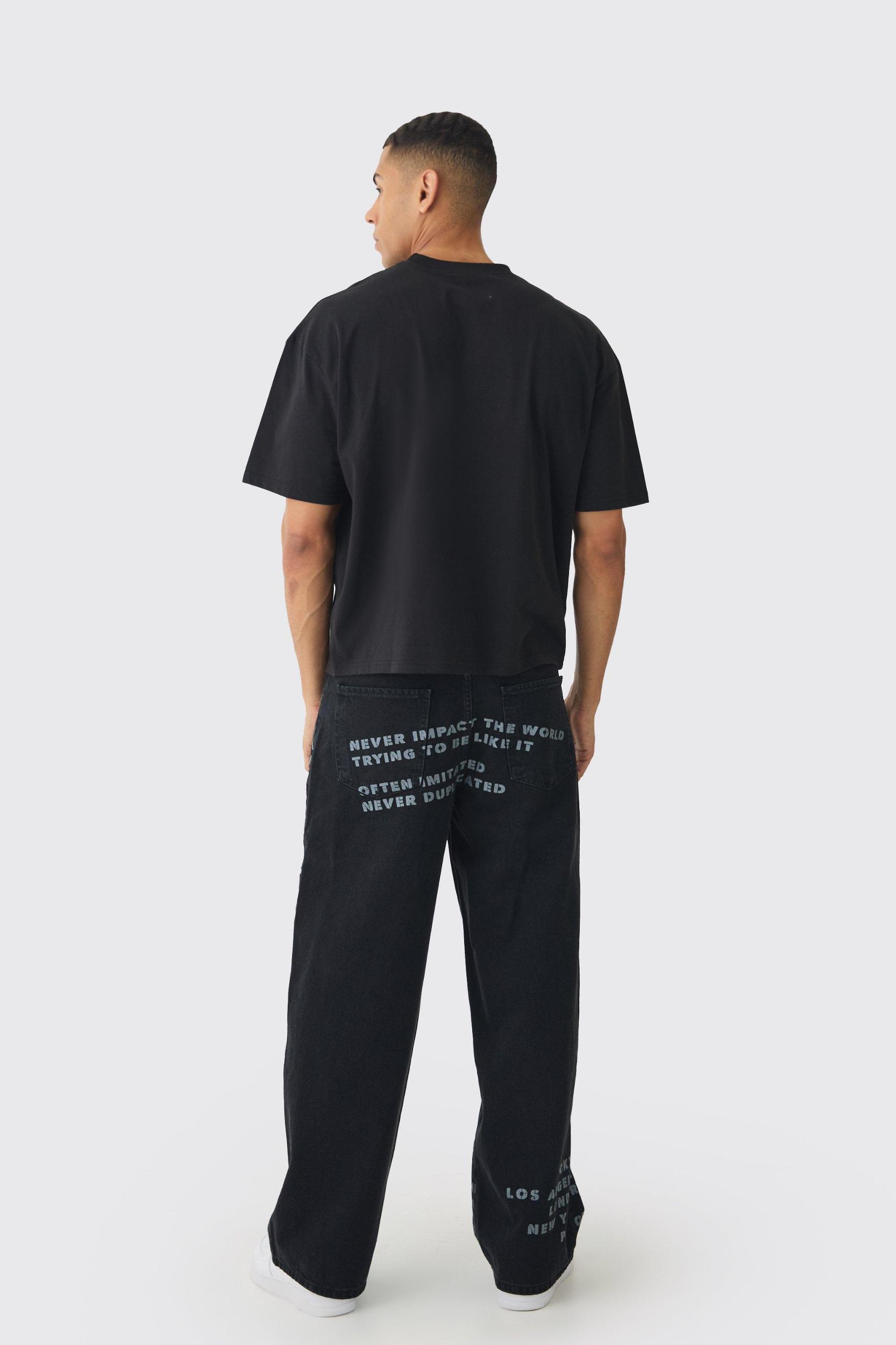 Baggy Rigid Star Applique Denim Jeans | boohooMAN USA Product Image