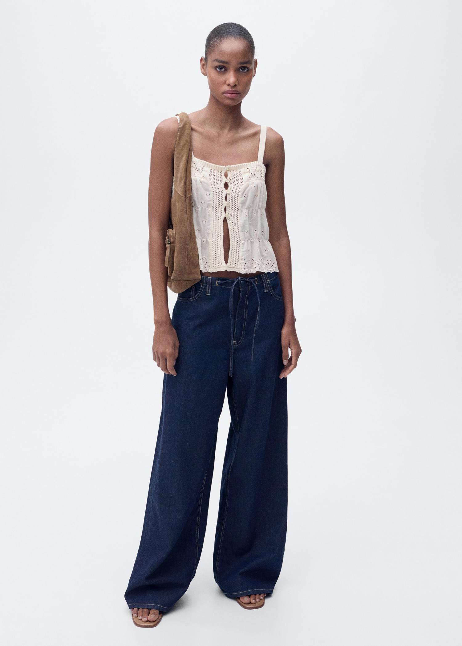 Combined top with openwork details - Women | MANGO USA Product Image