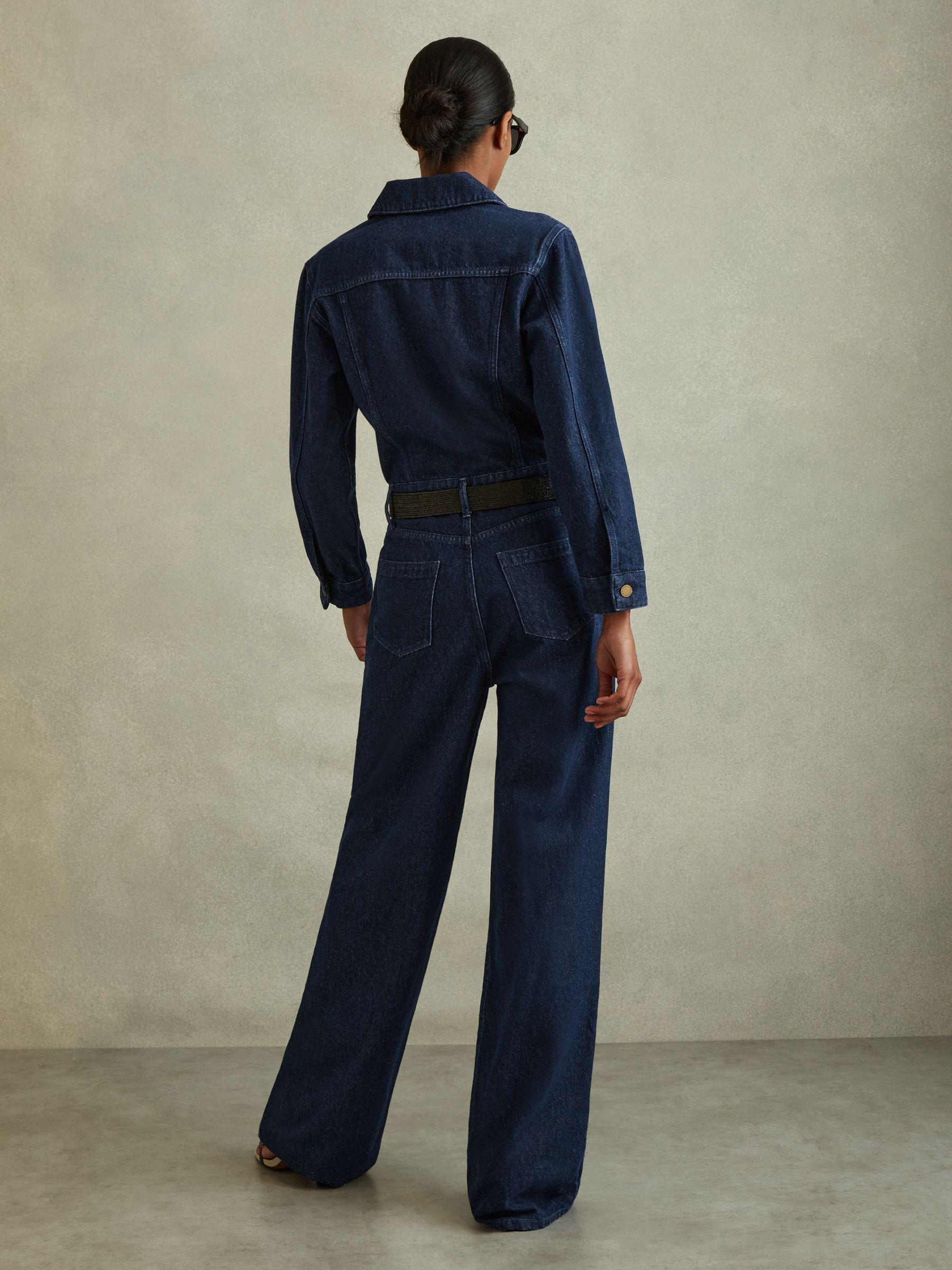 Relaxed Denim Jumpsuit in Indigo Product Image