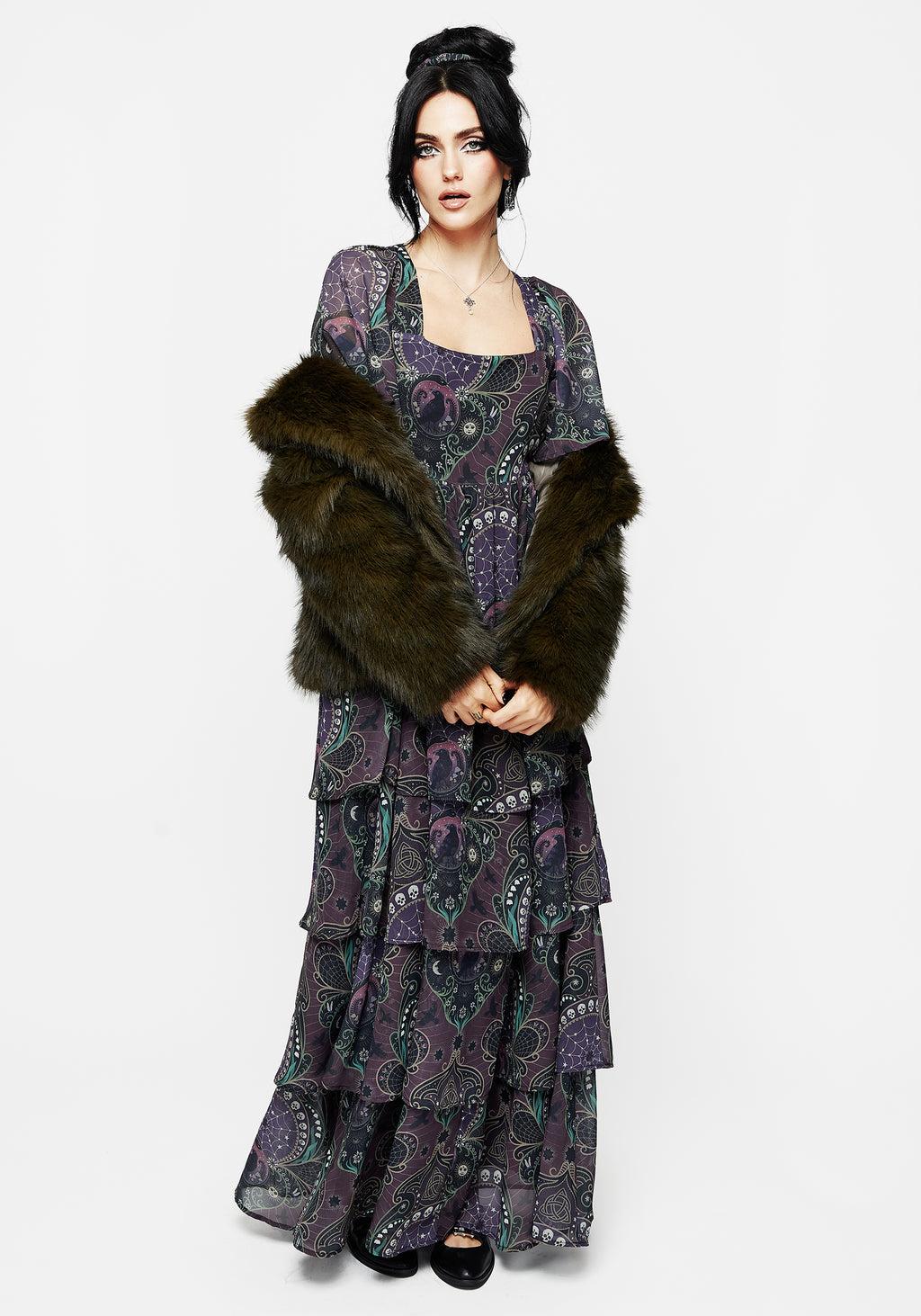 Clarette Chiffon Angel Sleeve Tiered Gown Product Image