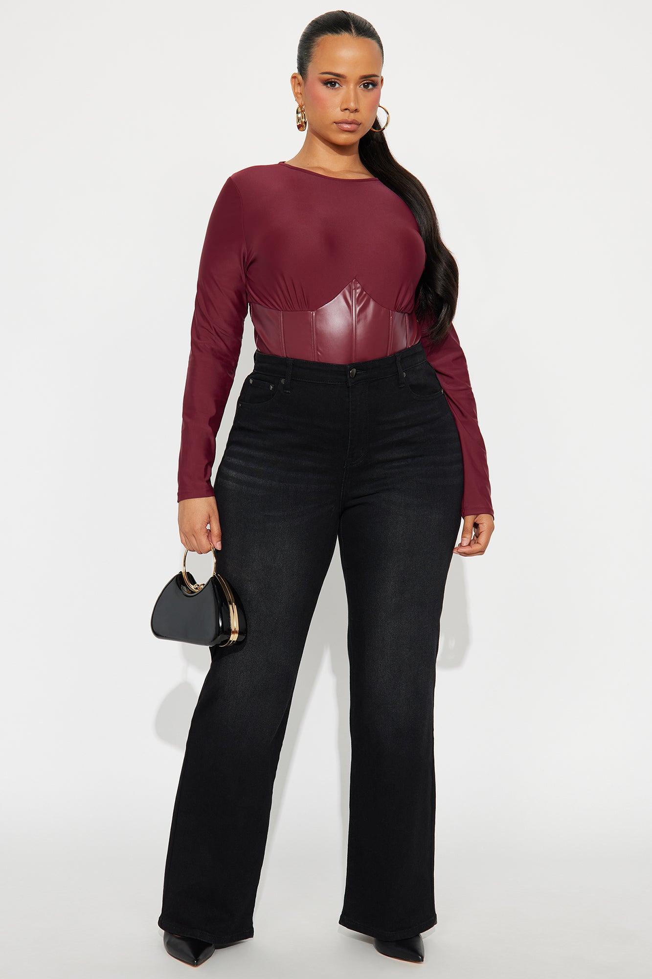 Excite Me Corset Bodysuit - Burgundy Female Product Image