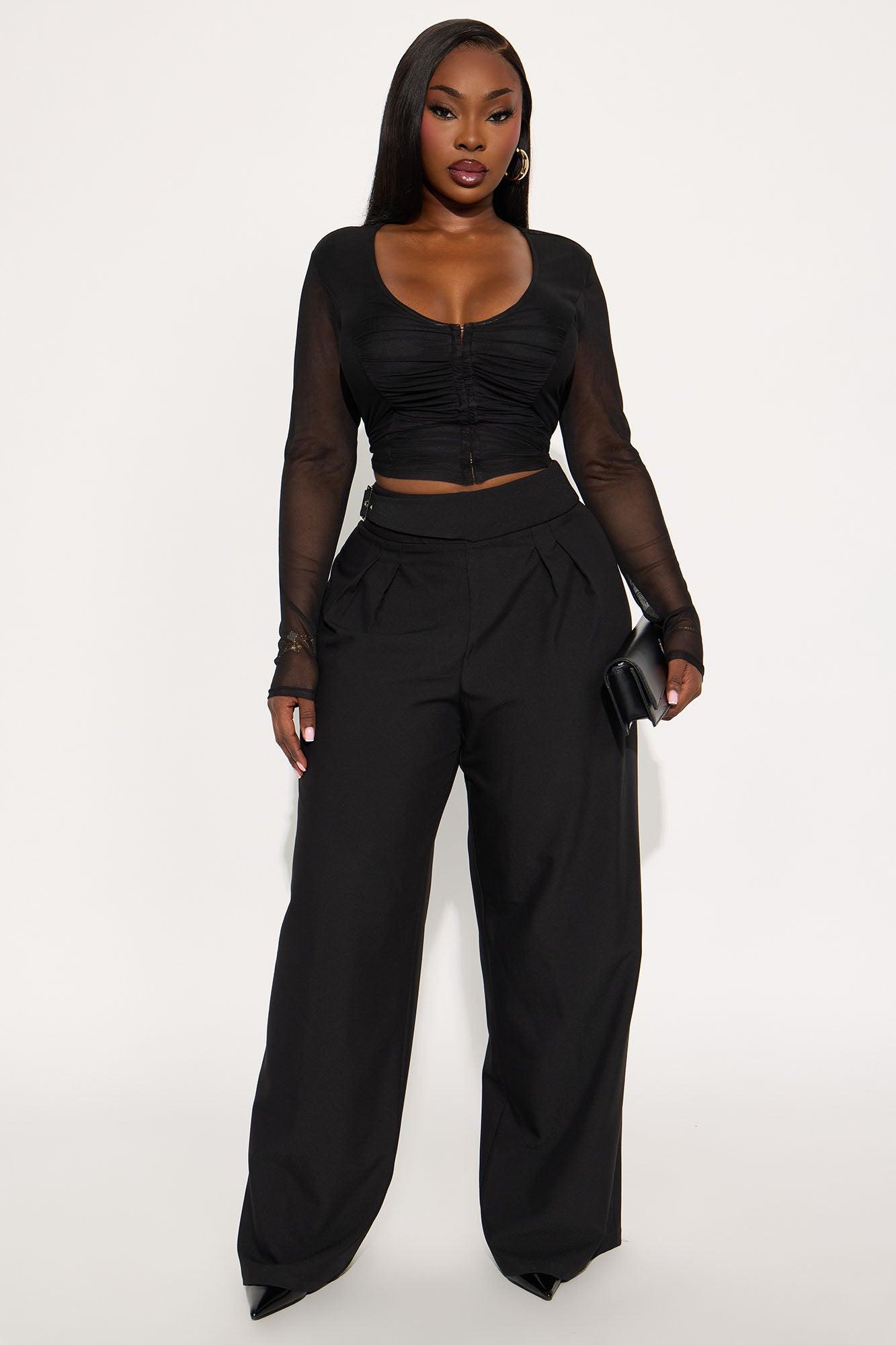 Different Standards Wide Leg Trouser Pant - Black Female Product Image