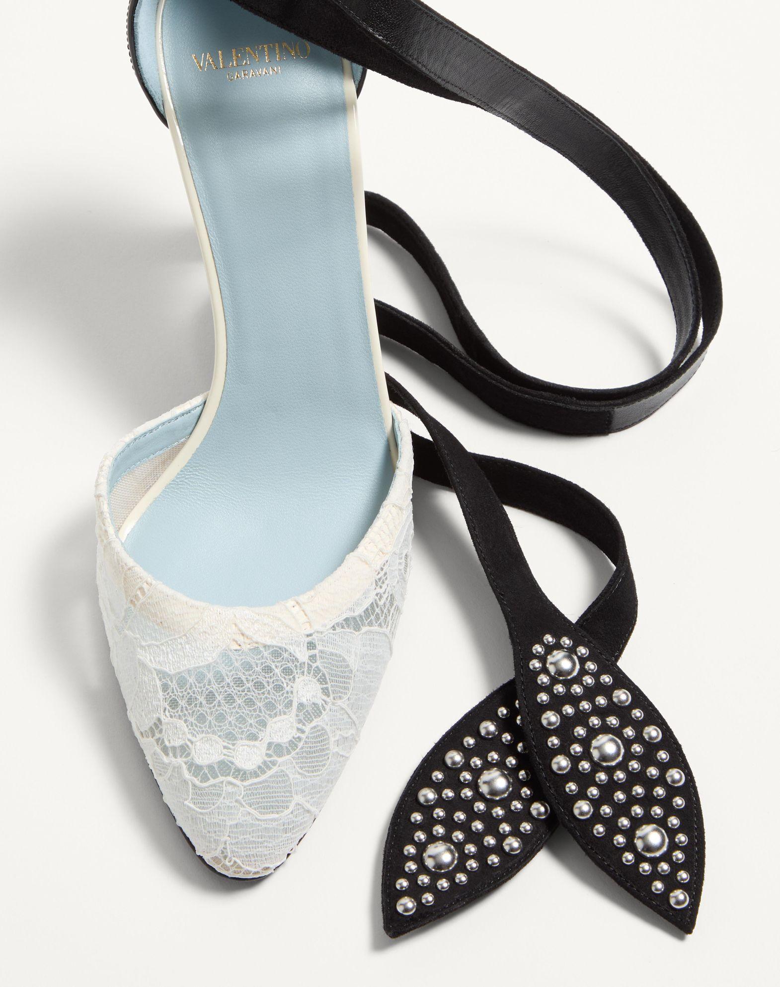 FOLIEFOLIAGE PUMPS IN ABRASIVE CALFSKIN AND LACE 85MM Product Image