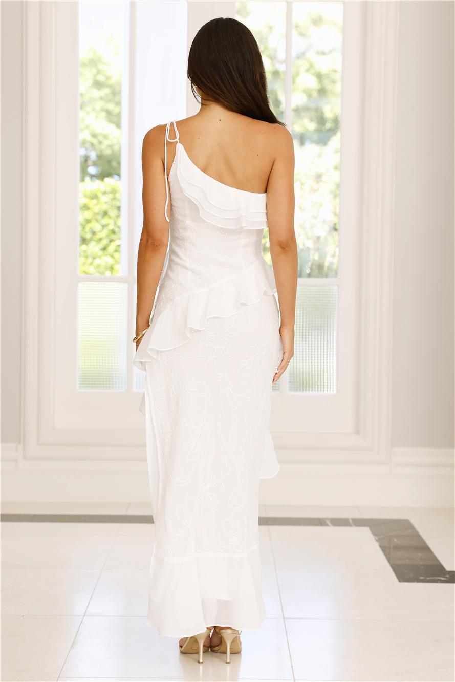 Embrace The Dream One Shoulder Midi Dress White Product Image
