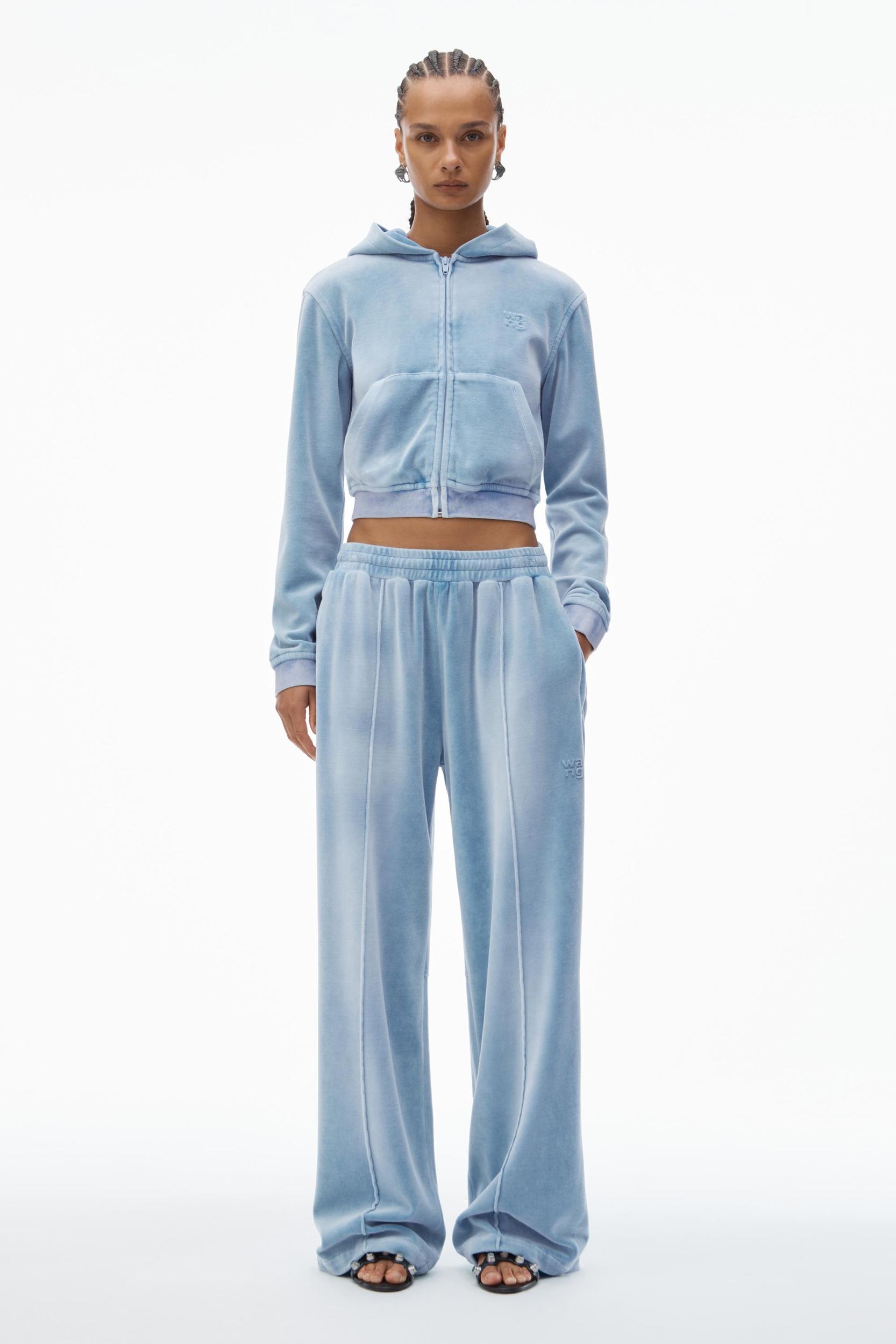 Shrunken Zip-up Hoodie In Crushed Velour Product Image