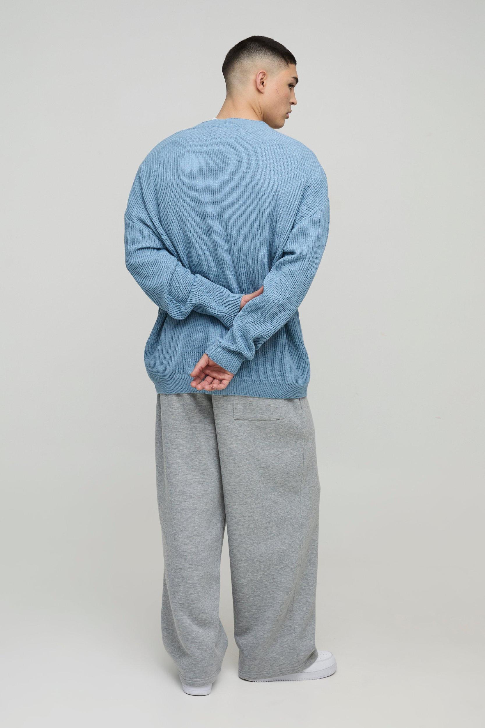 Oversized Dropped Shoulder Ribbed Knitted Cardigan | boohooMAN USA Product Image