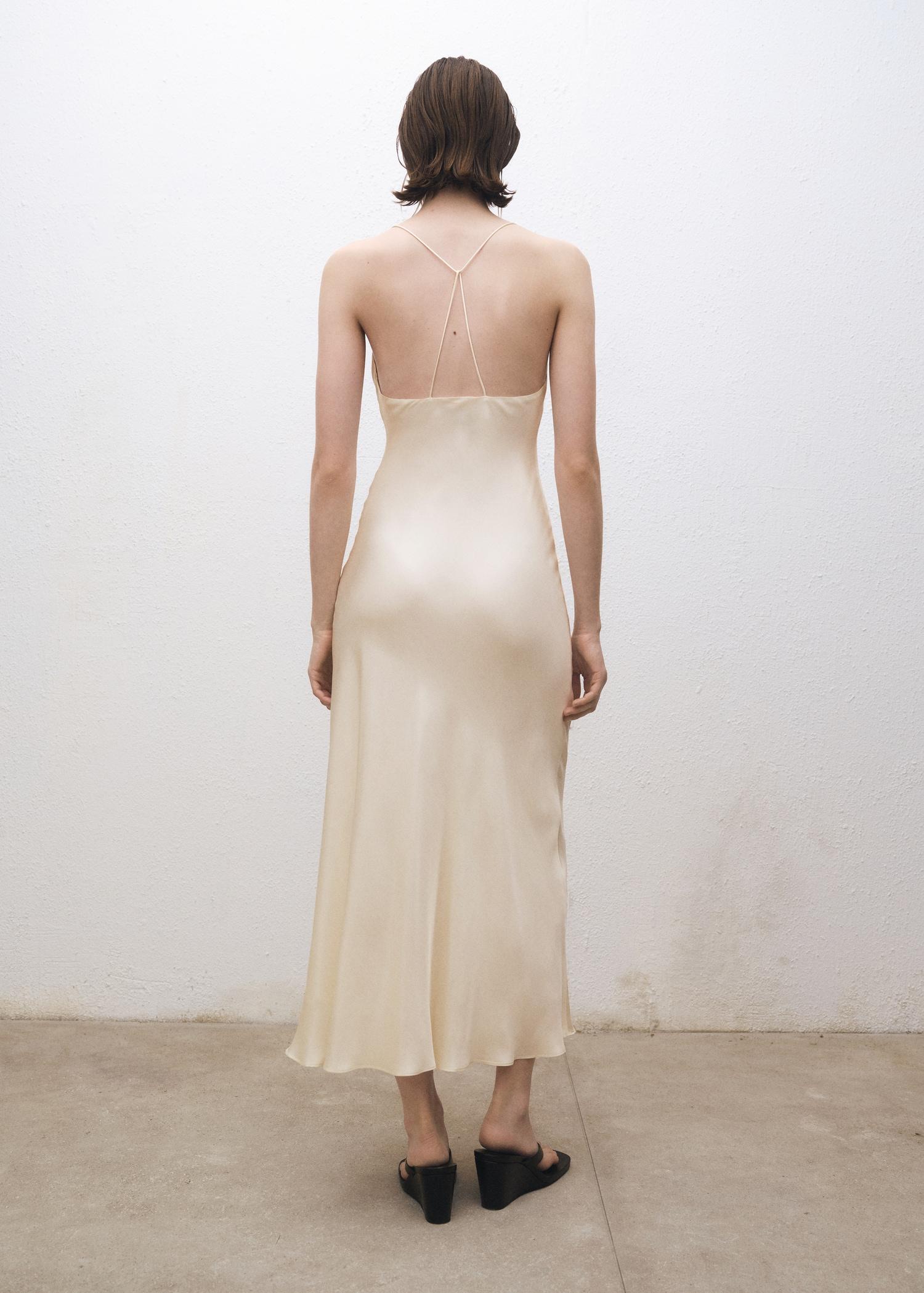 Silk dress with draped neckline - Women | MANGO USA Product Image