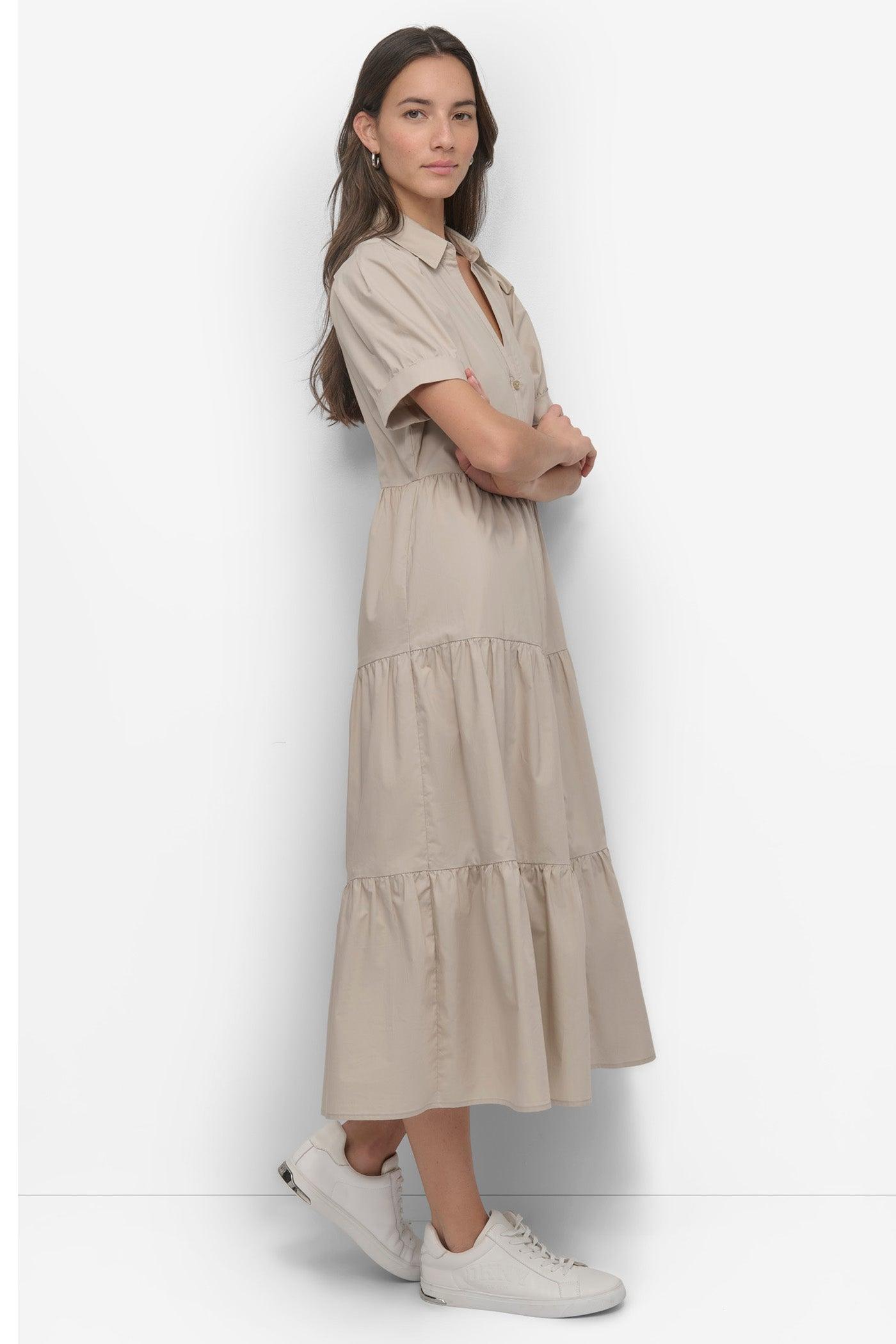 TIERED MIDI SHIRT DRESS Product Image