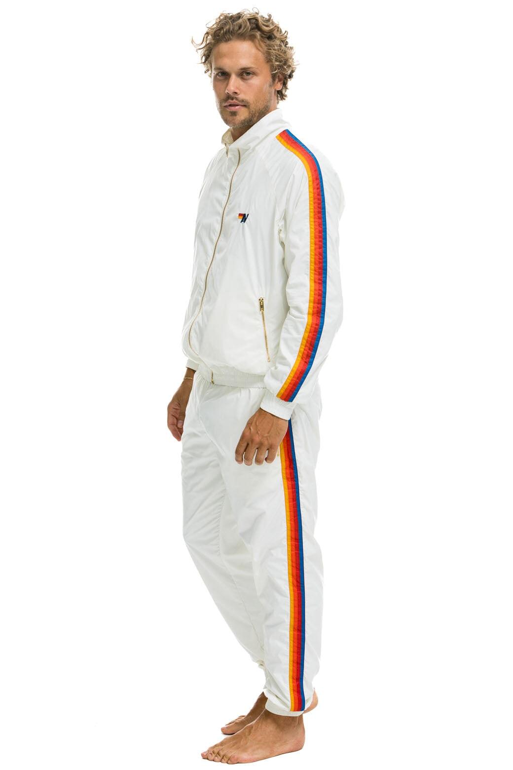 MEN'S 4 STRIPE WINDBREAKER - WHITE Male Product Image