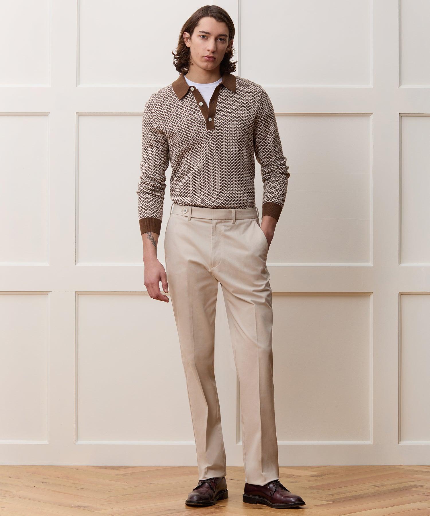 Silk-Cotton Geo Sweater Polo Product Image